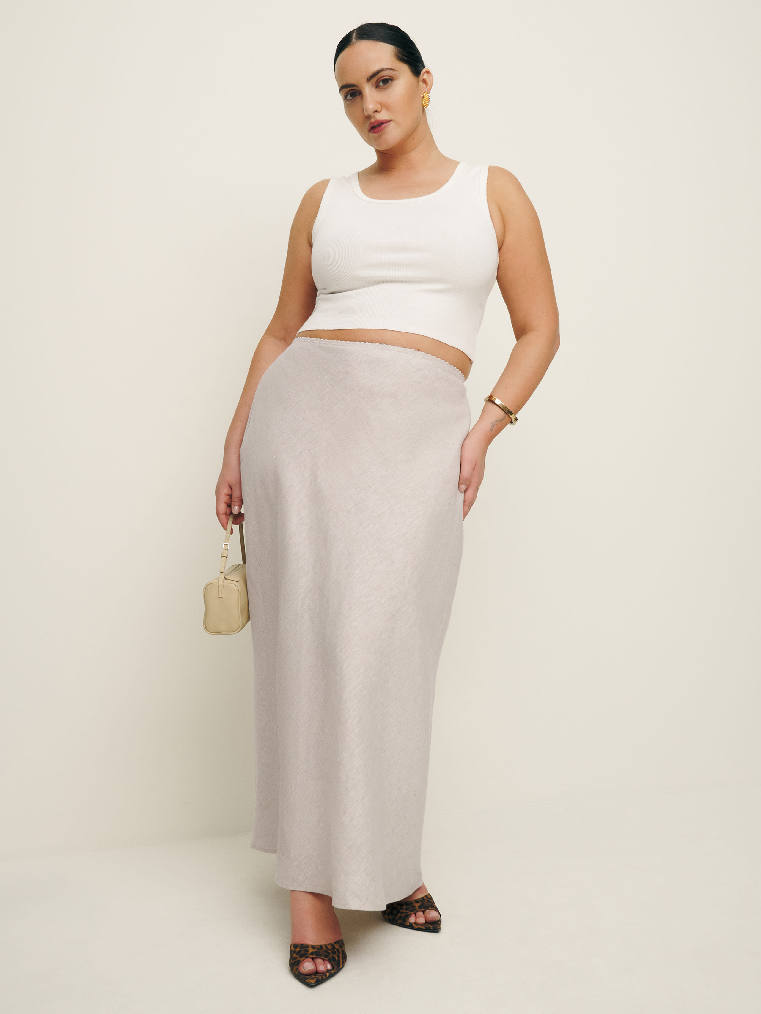 Reformation Layla Linen Skirt Es In Oatmeal