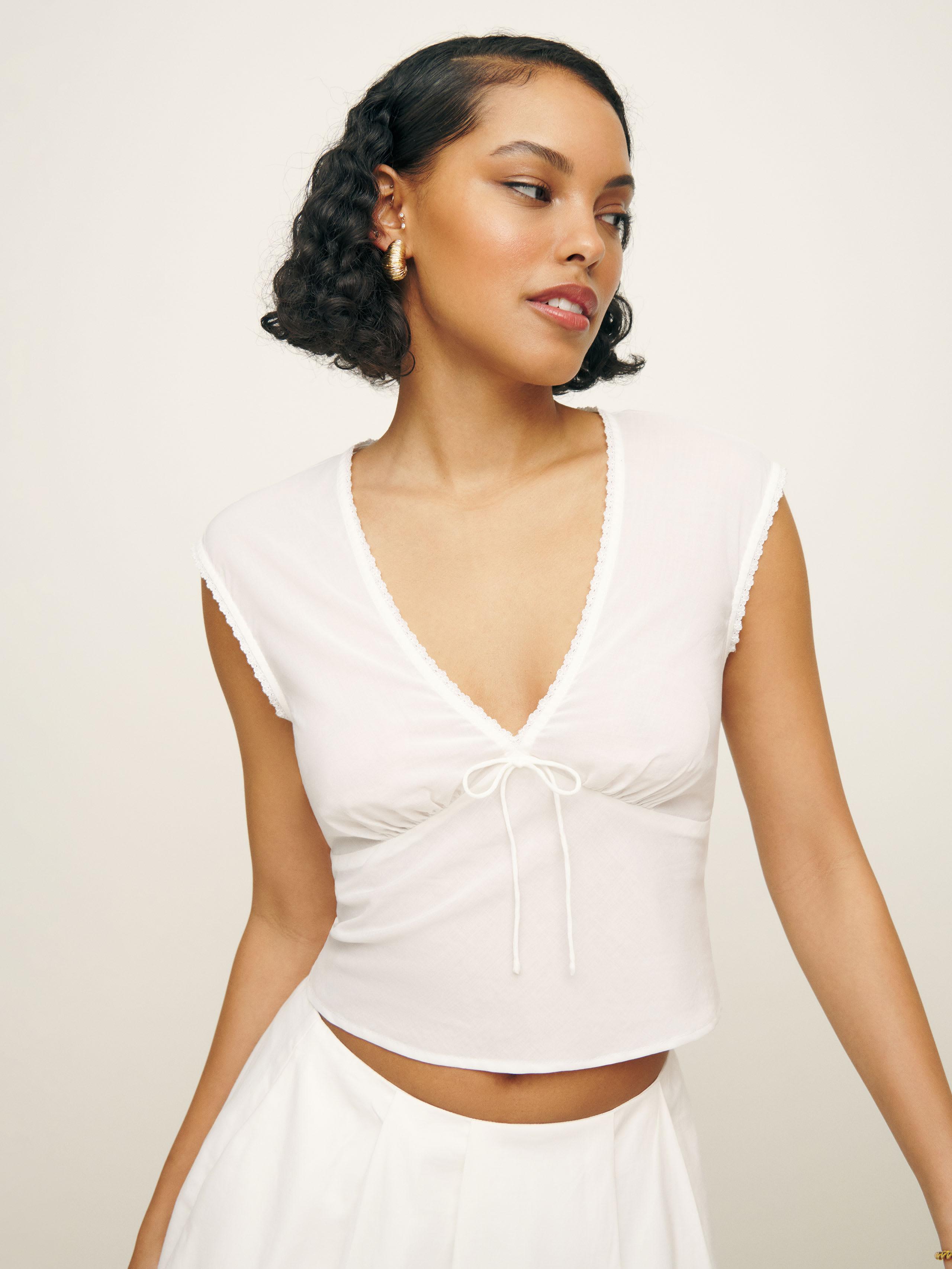 Shop Reformation Cherry Top In White