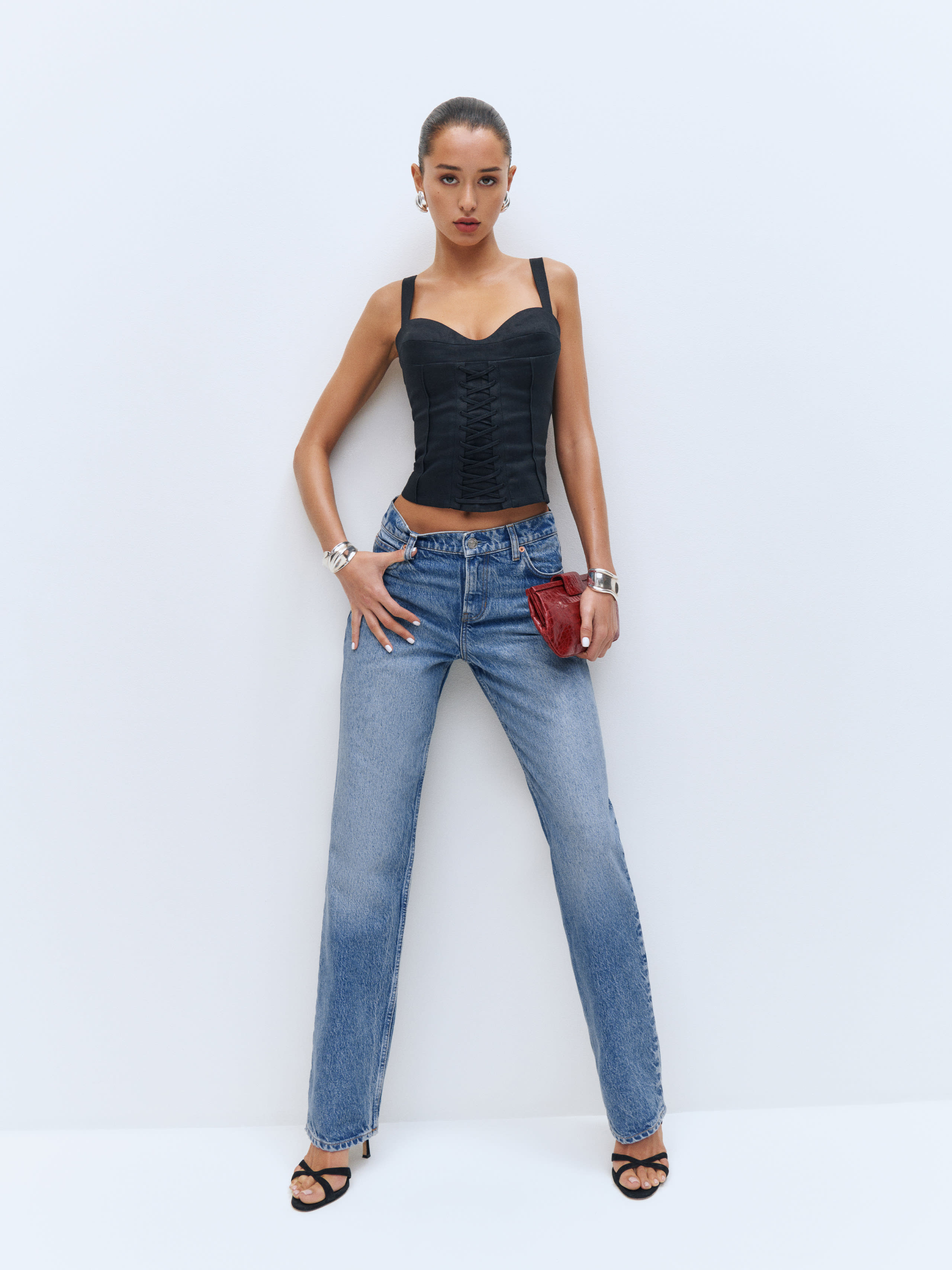 Shop Reformation Abby Low Rise Straight Jeans In Colorado