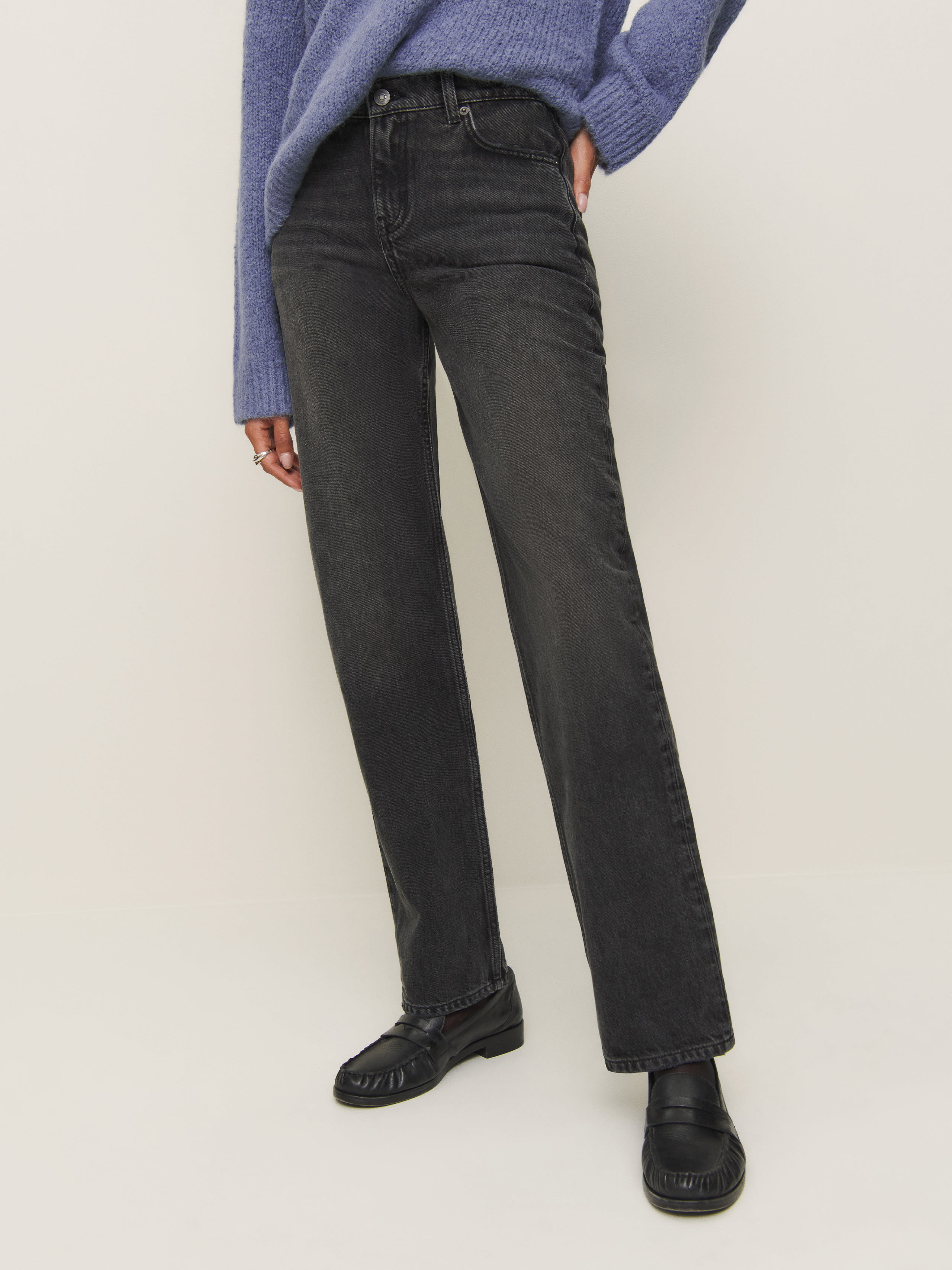 Reformation Abby Low Rise Straight Jeans In Trinity