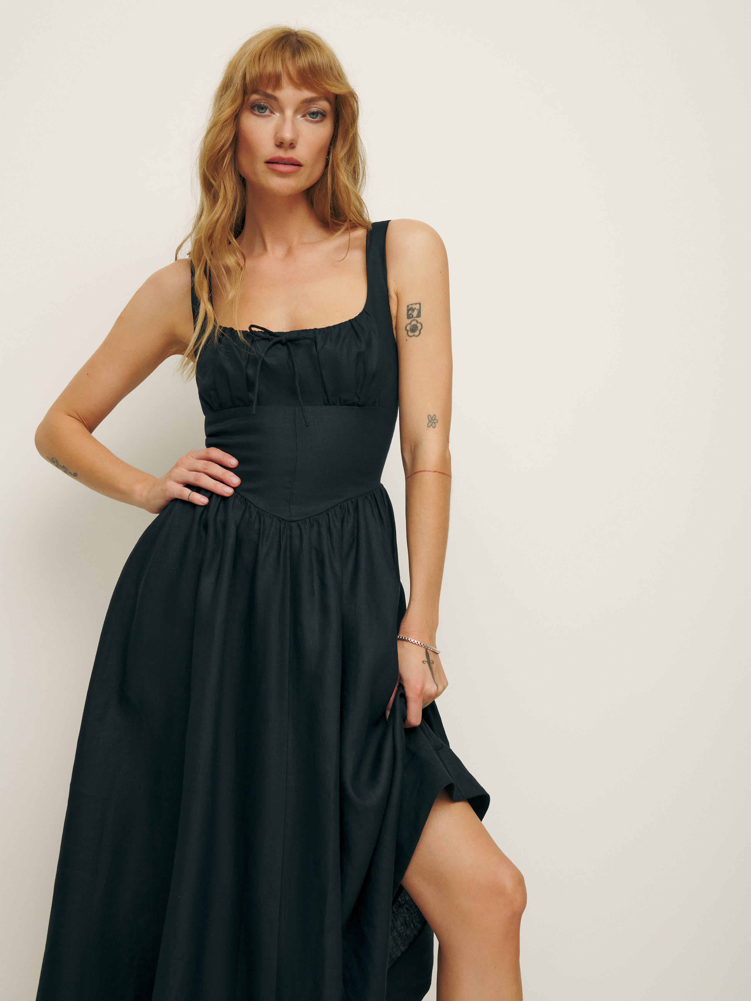 Shop Reformation Petites Balia Linen Dress In Black