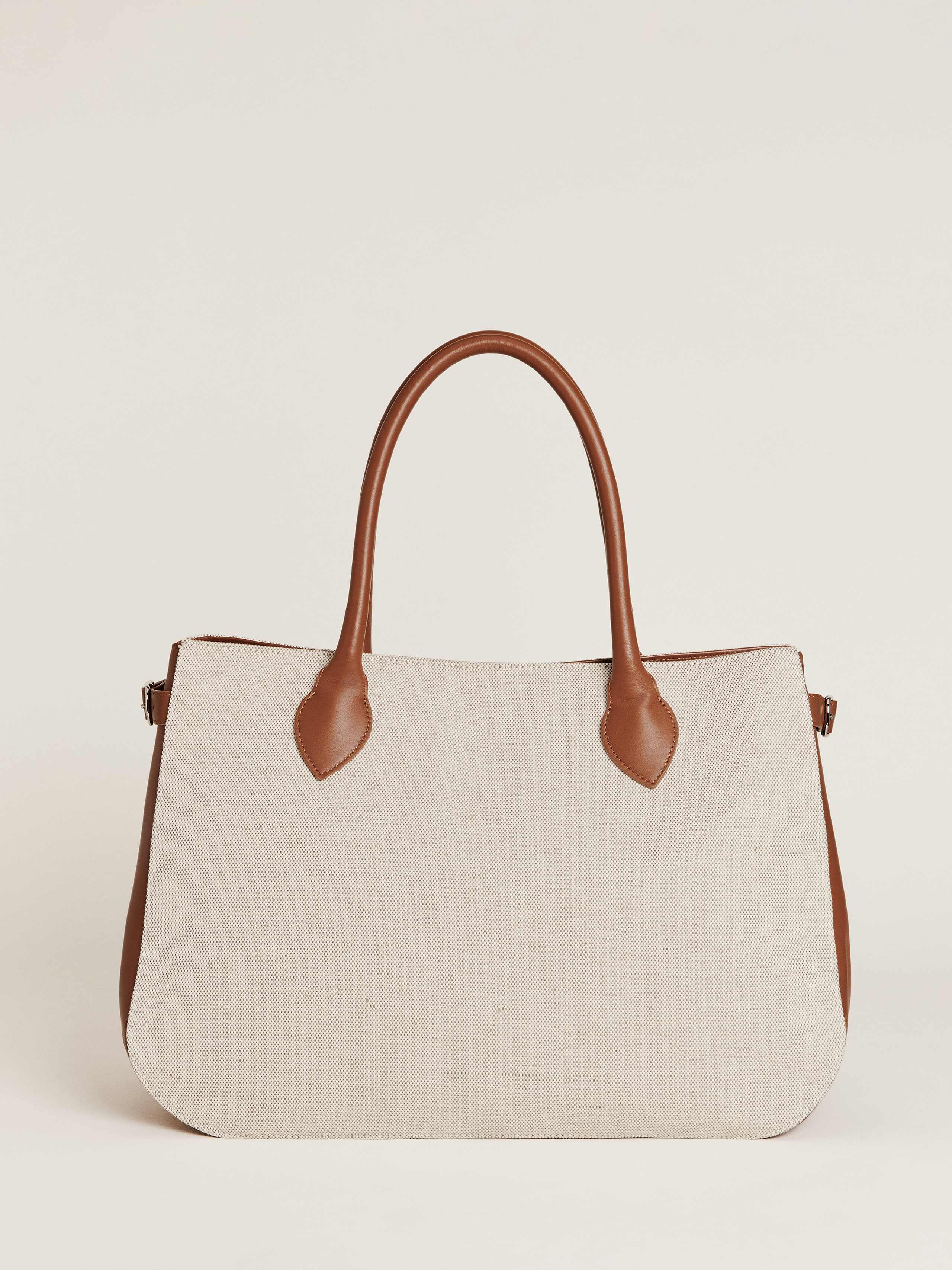 Reformation Oversized Patrizia Bag In Canvas Tan Leather