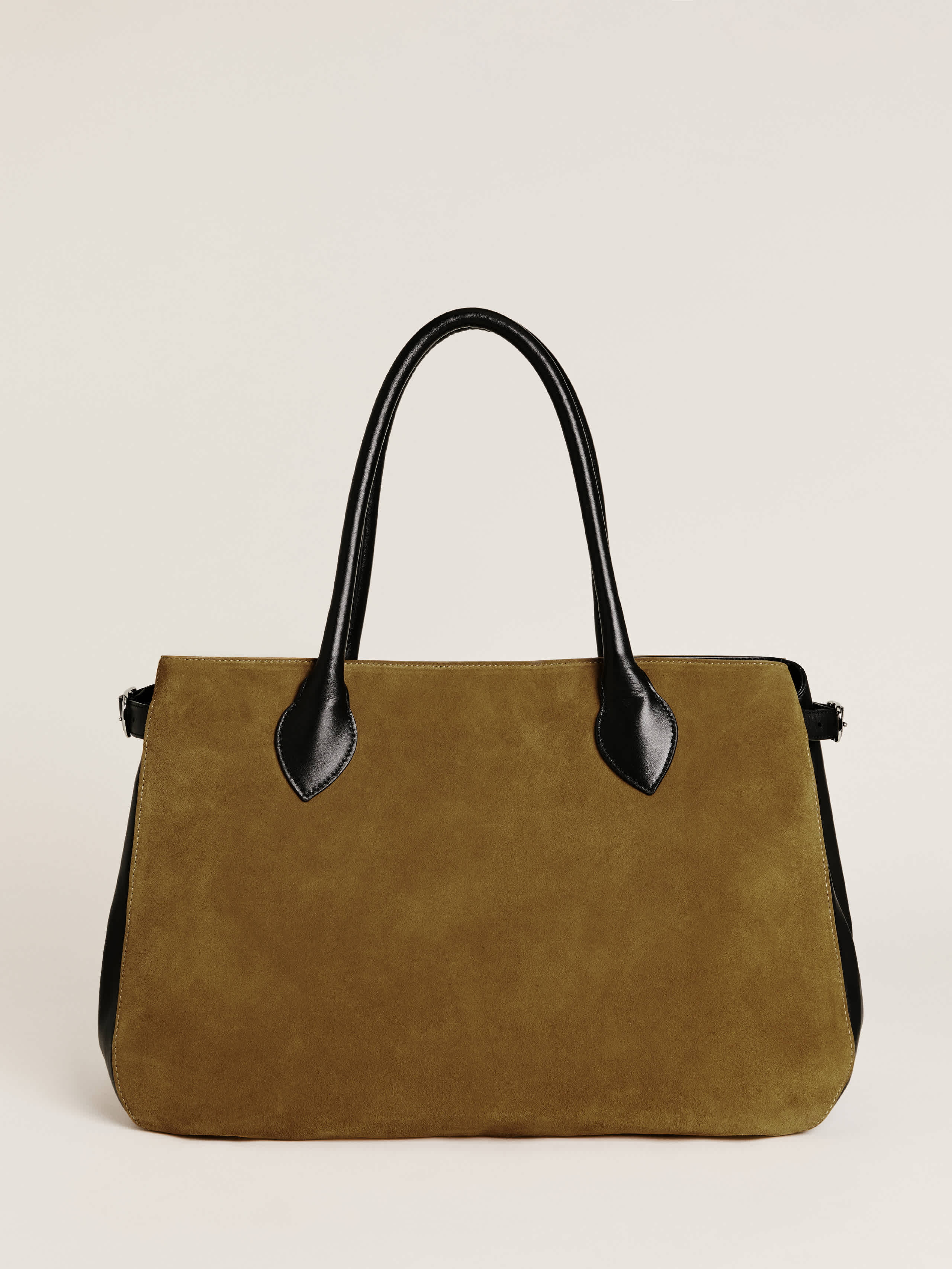 Reformation Oversized Patrizia Bag In Bog Suede Black Leather