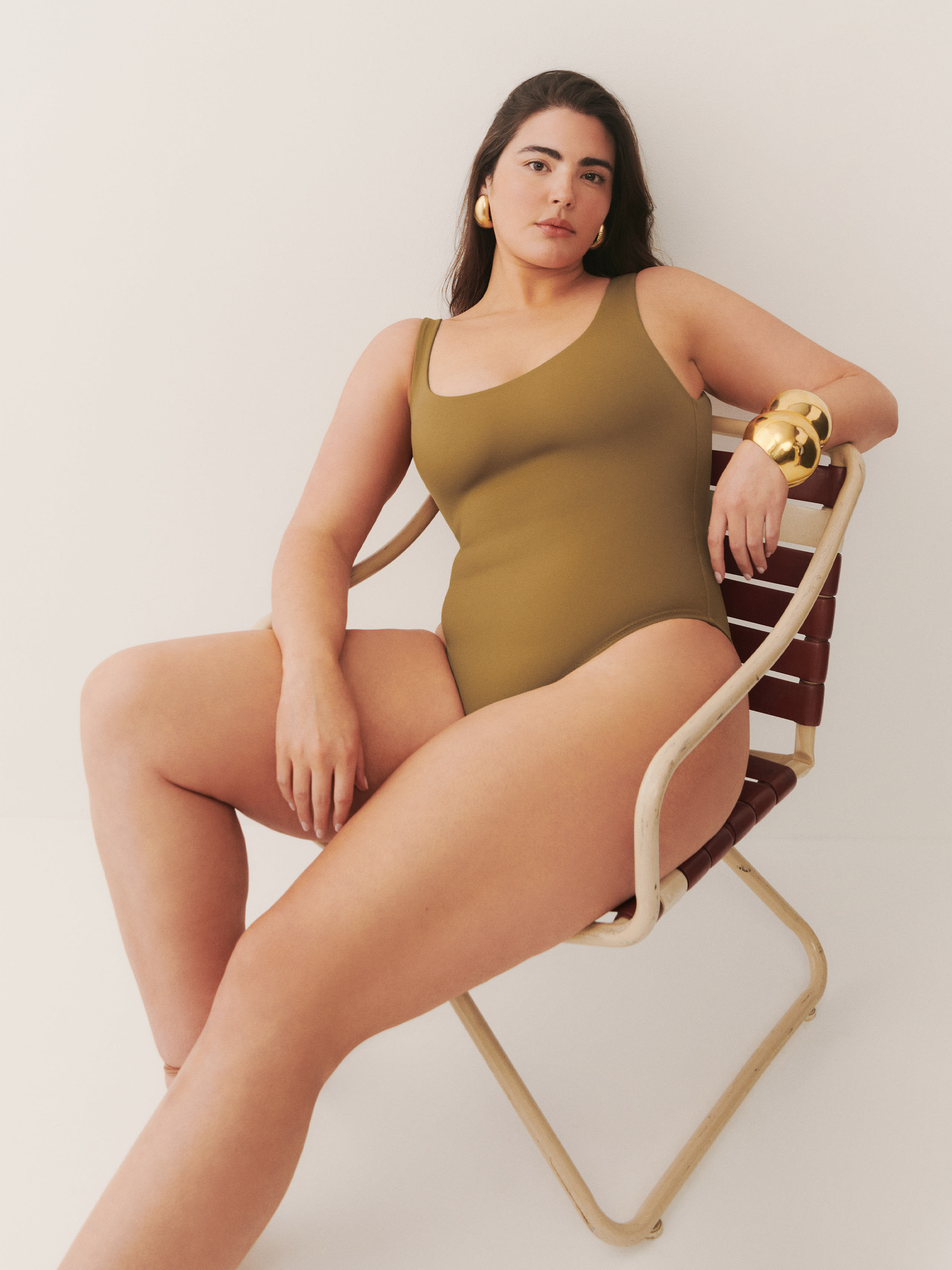 Reformation Victoria One Piece Swimsuit In Olive