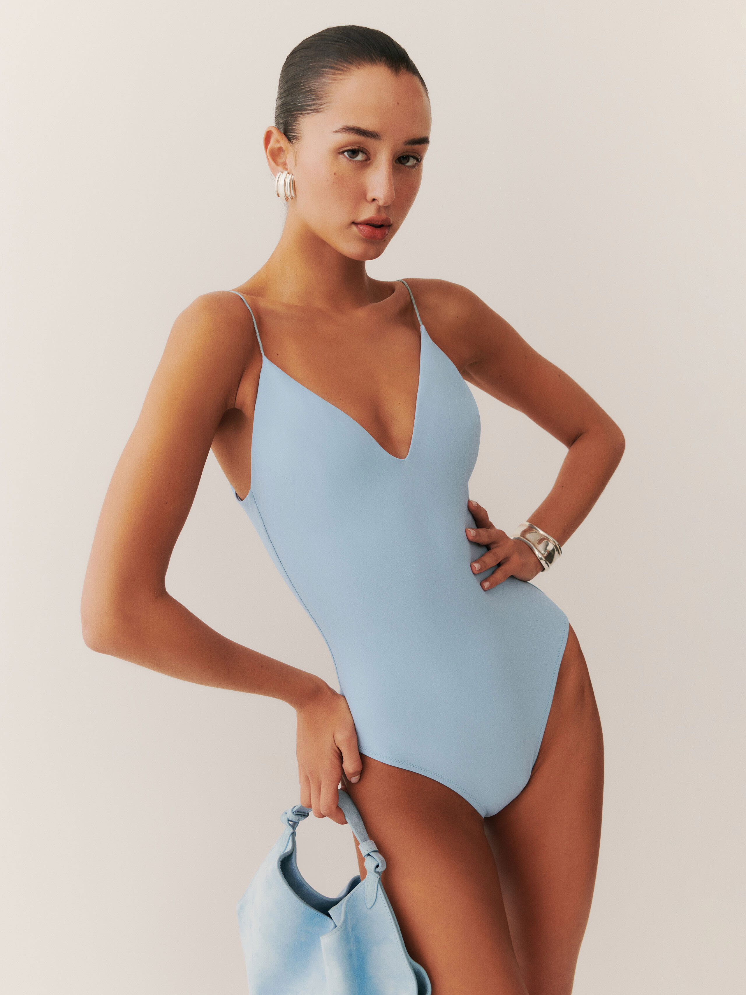 Shop Reformation Rio One Piece Swimsuit In Mineral