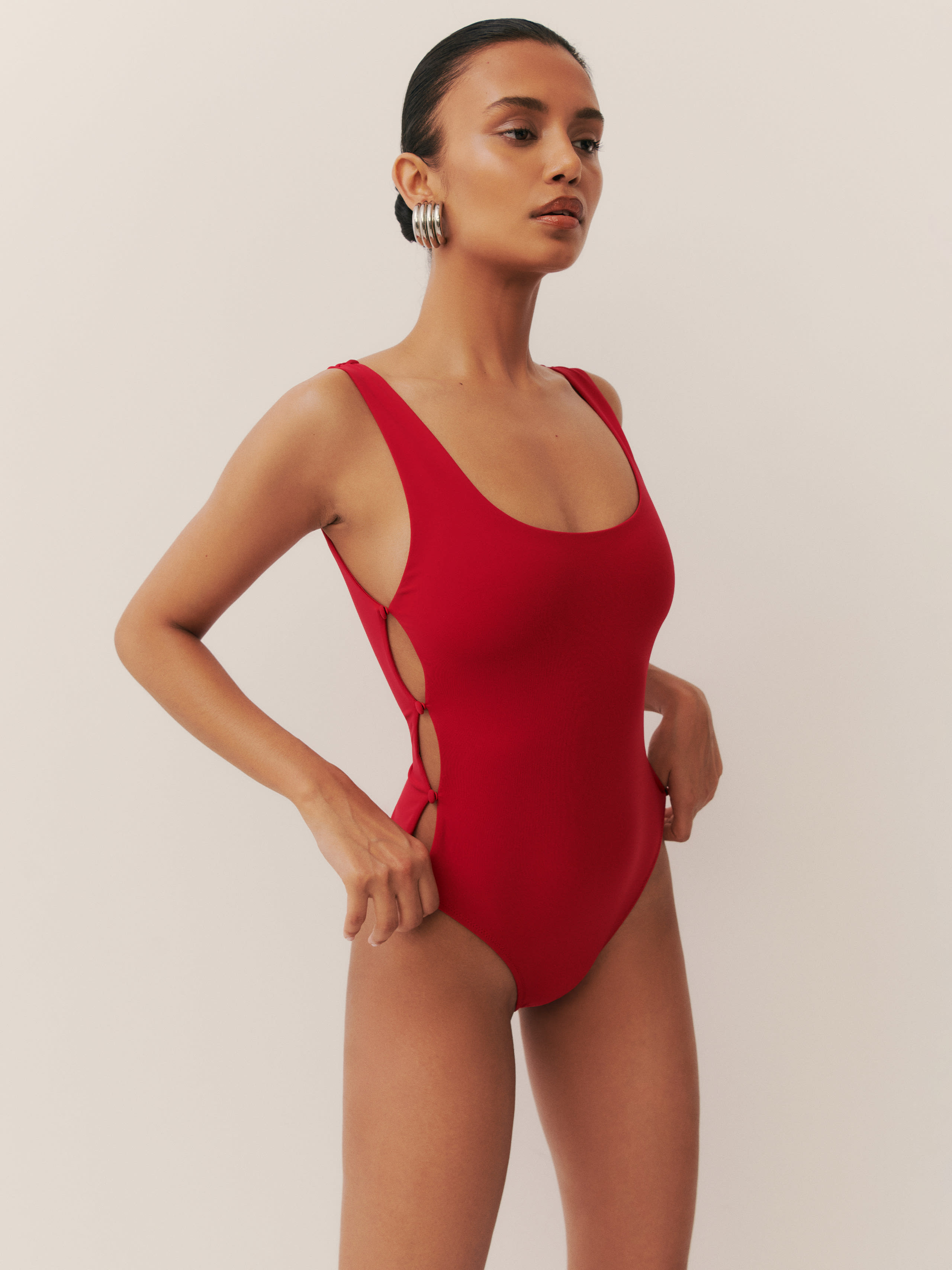 Reformation Posidonia One Piece Swimsuit In Lipstick