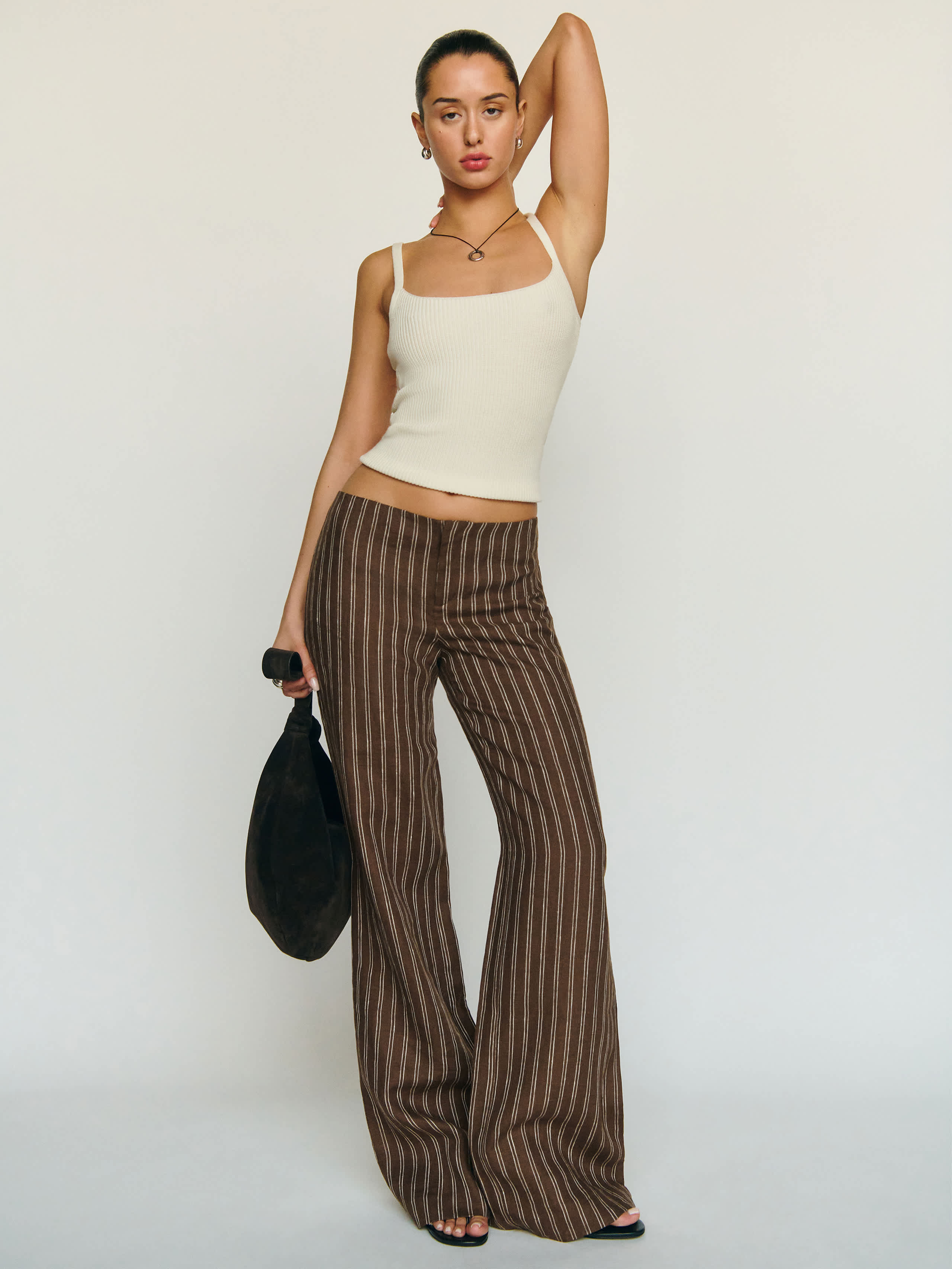 REFORMATION VIDA LINEN LOW RISE PANT 