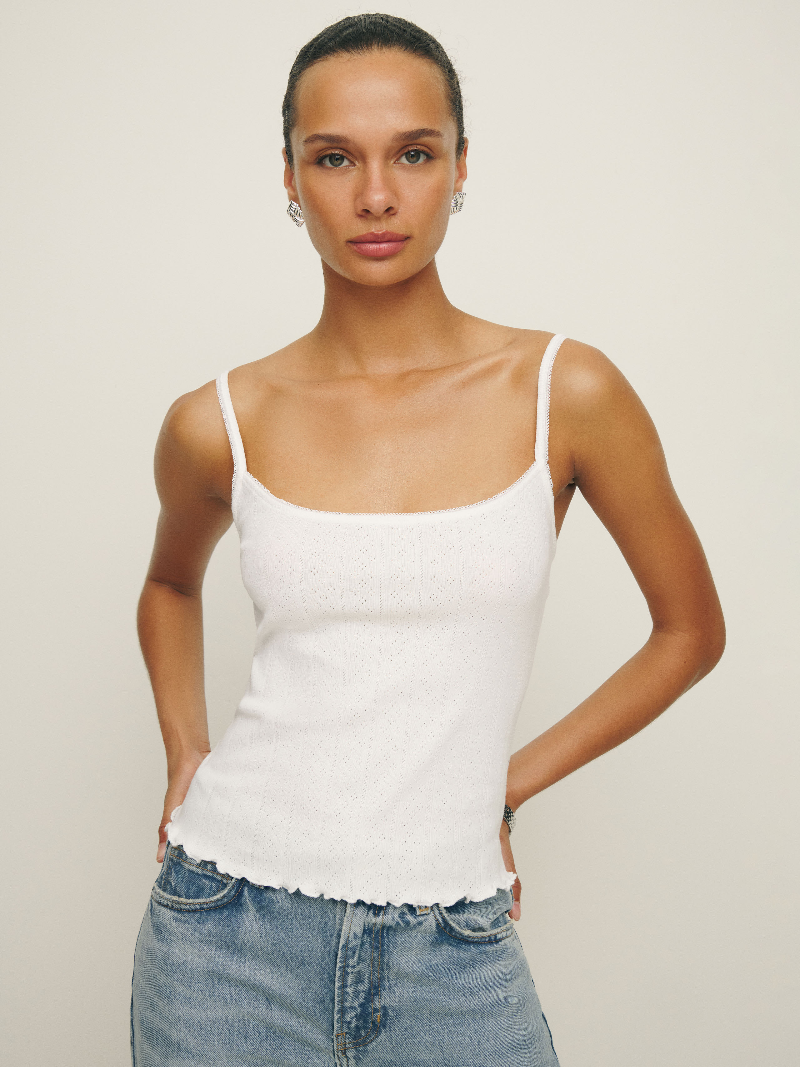 Shop Reformation Soraya Pointelle Knit Top In White