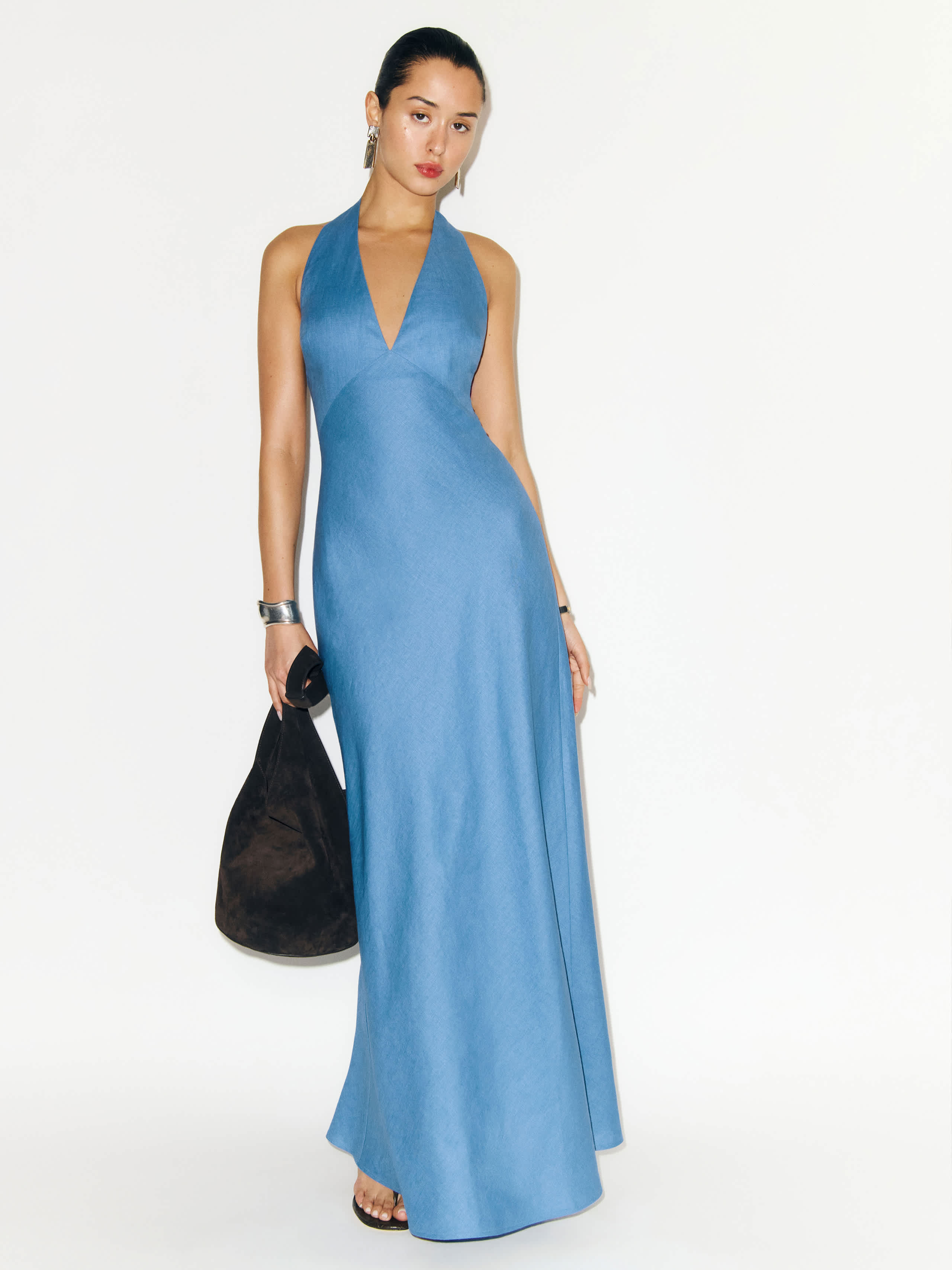 Reformation Delilah Linen Dress In Parisian Blue