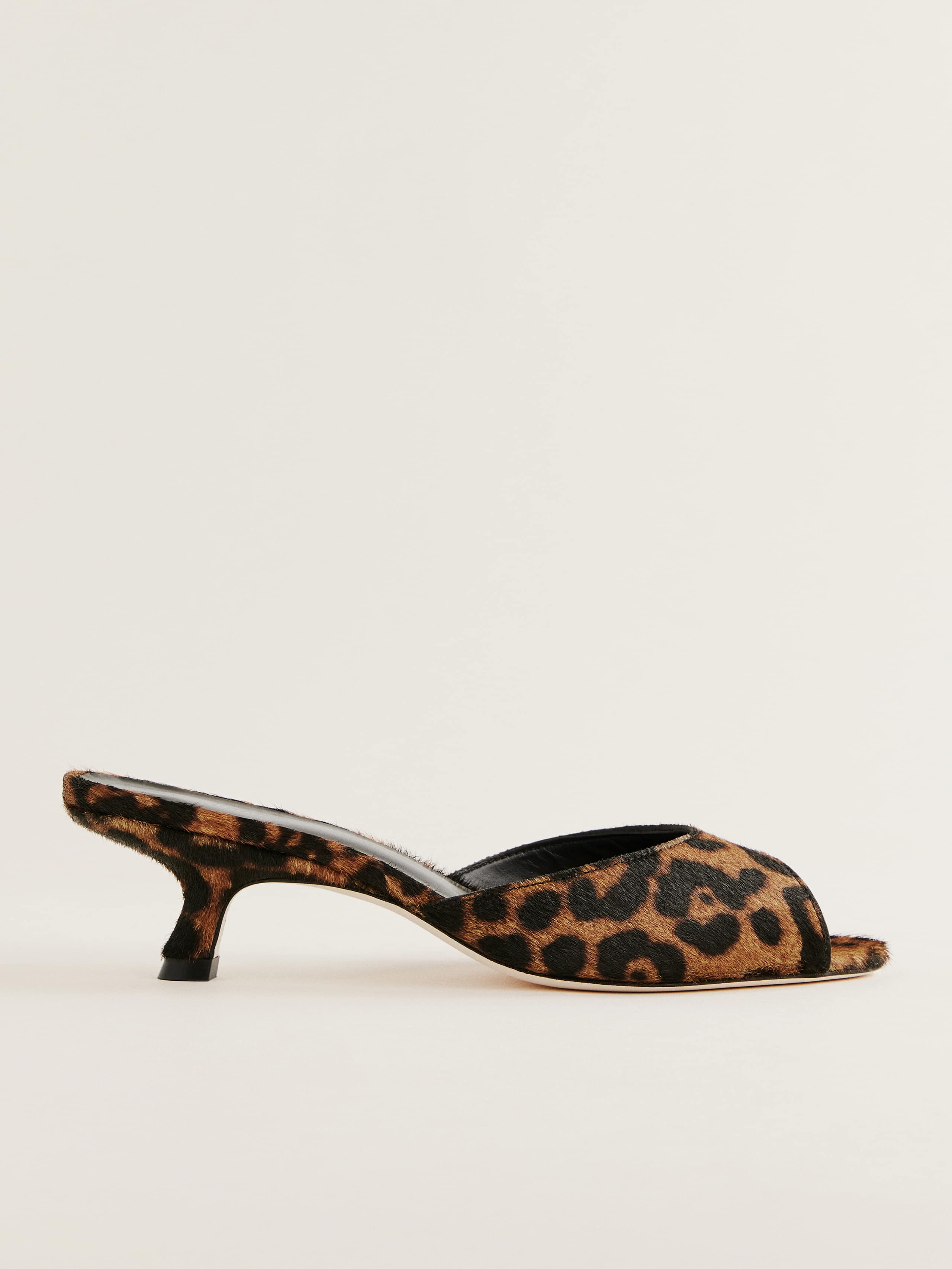 Shop Reformation Winnie Peep Toe Heeled Mule In Leopard