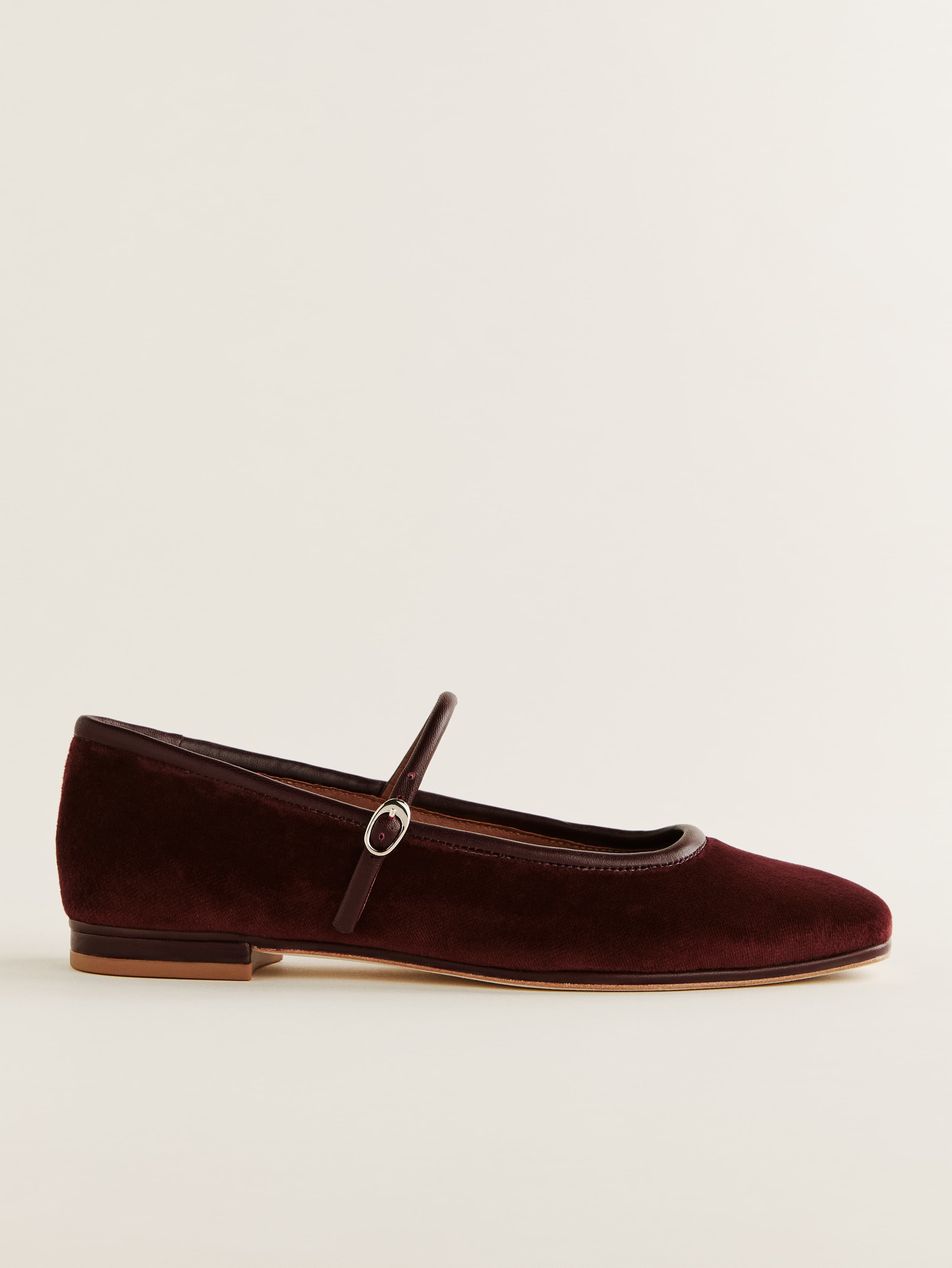Reformation Charlie Ballet Flat In Dark Cherry Velvet