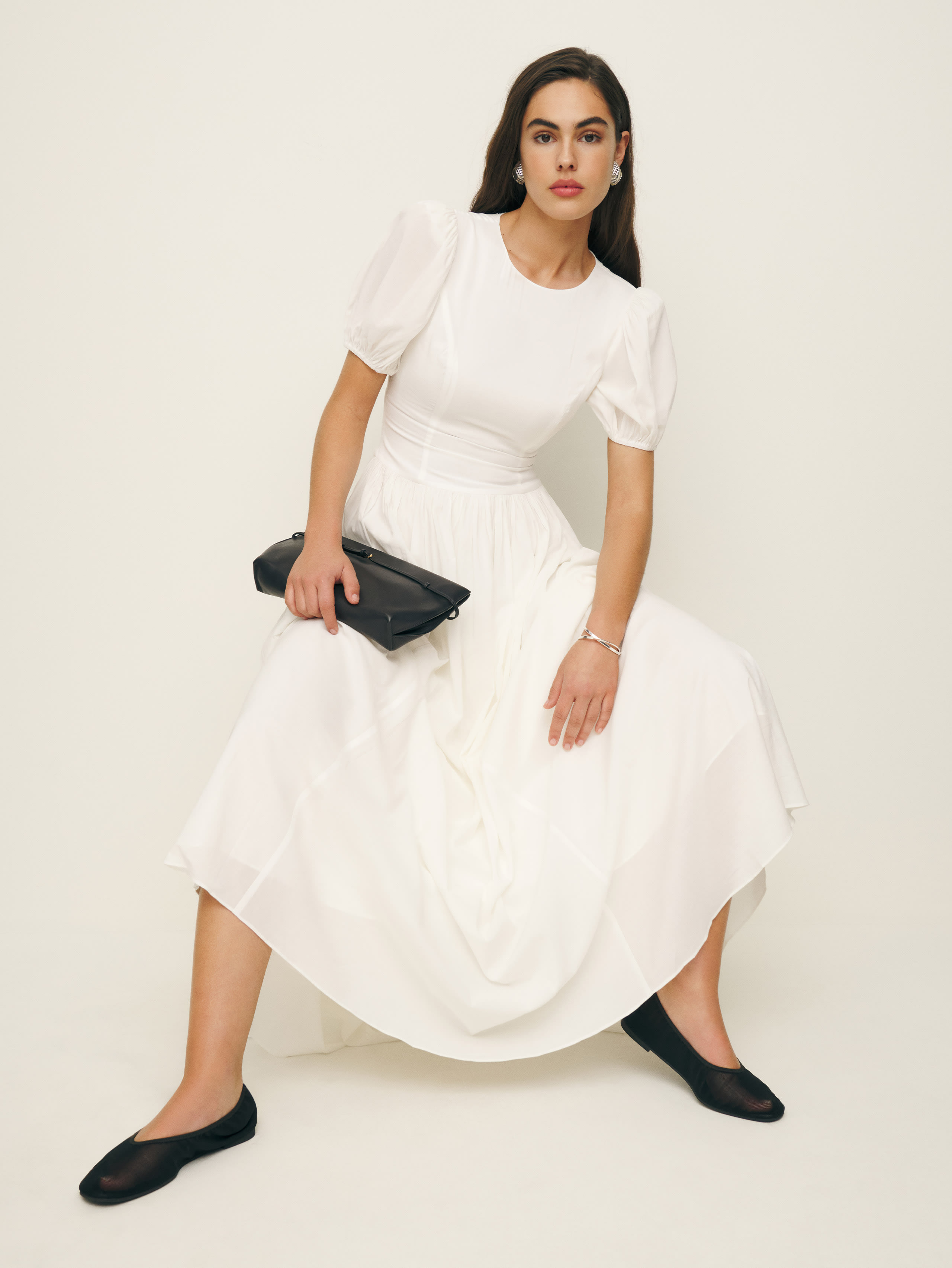 Reformation Marcadet Ballet Flat In Black Mesh