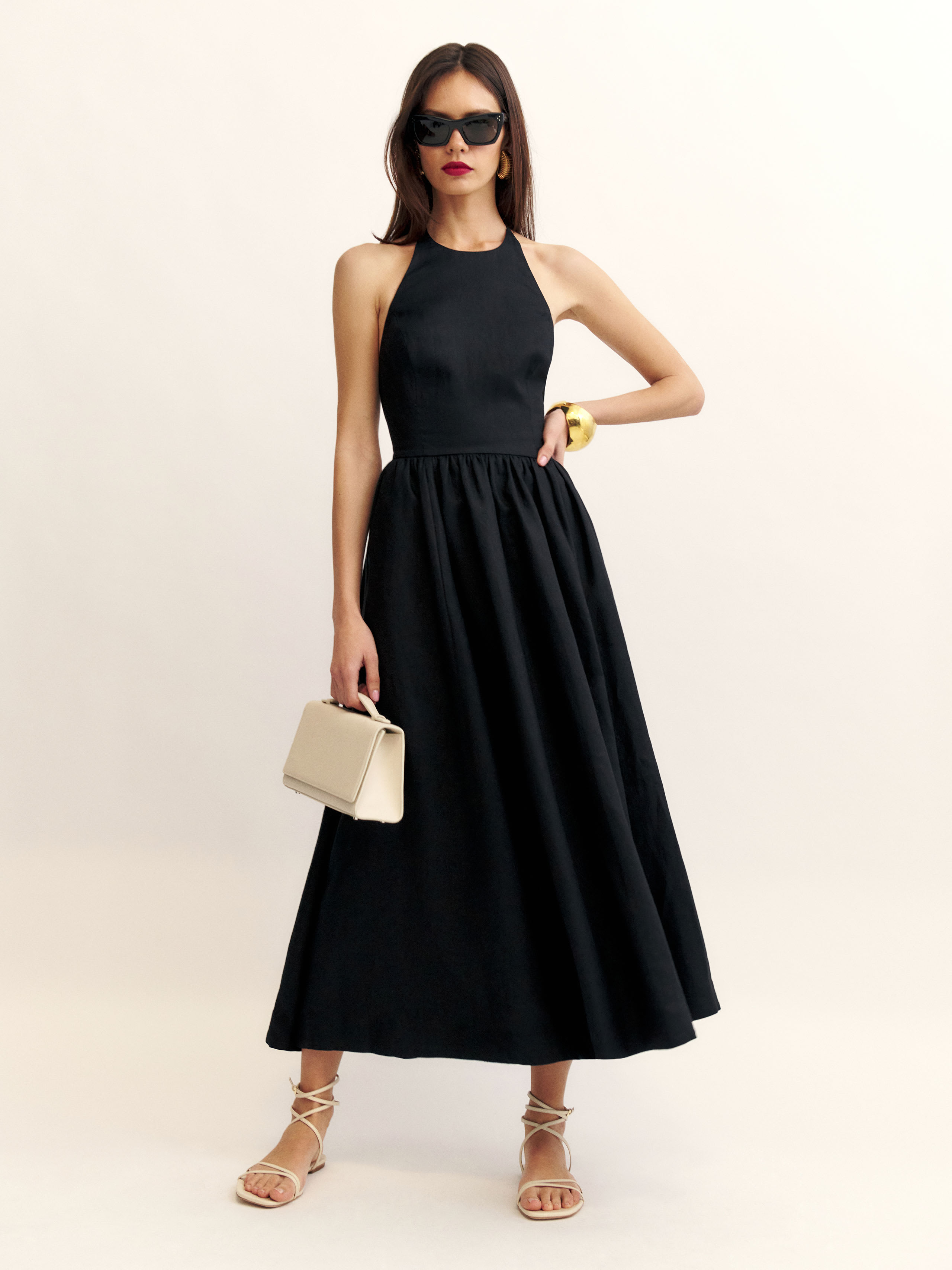 Shop Reformation Petites Percy Linen Dress In Black