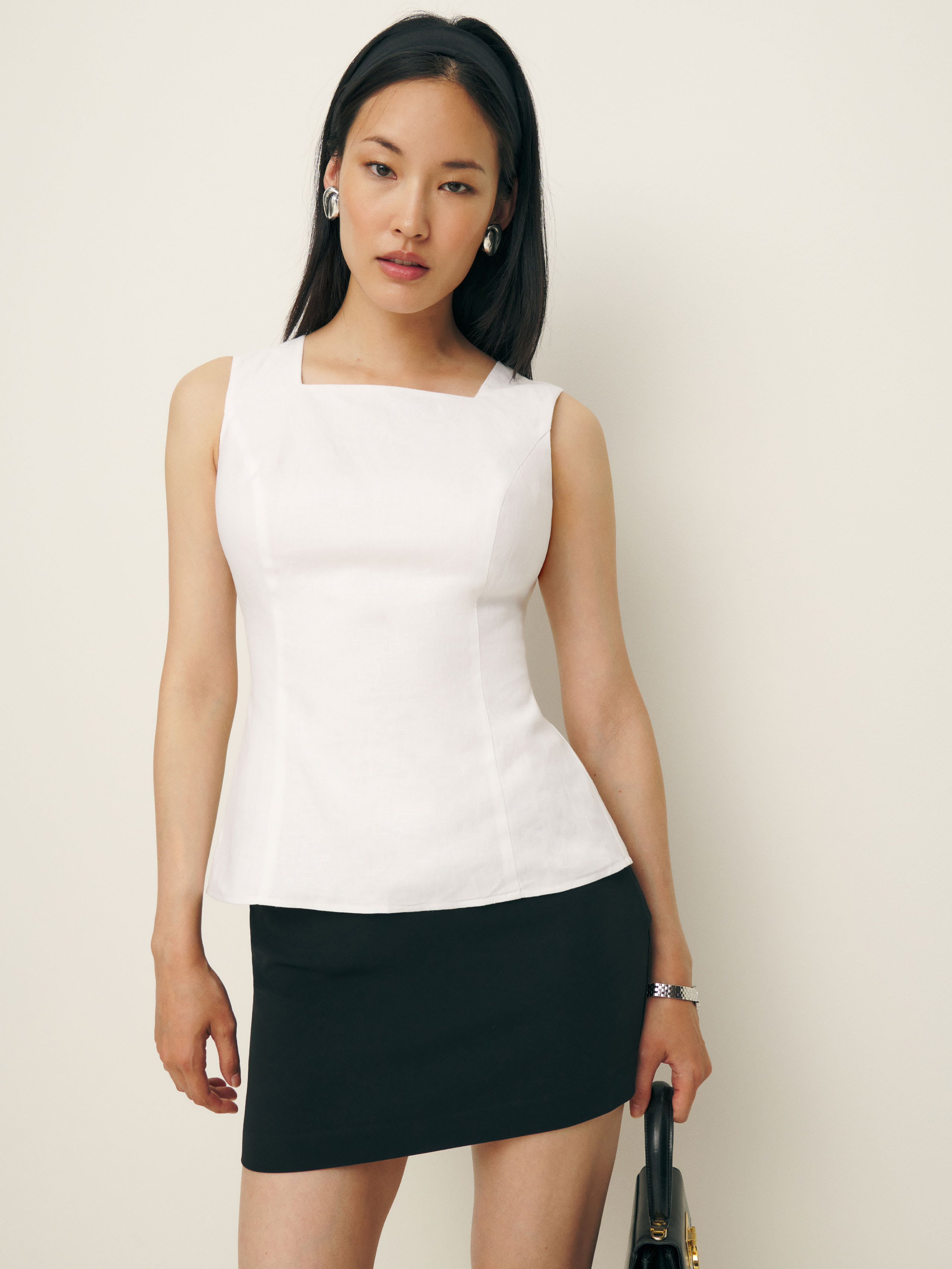 Shop Reformation Kiko Linen Top In White