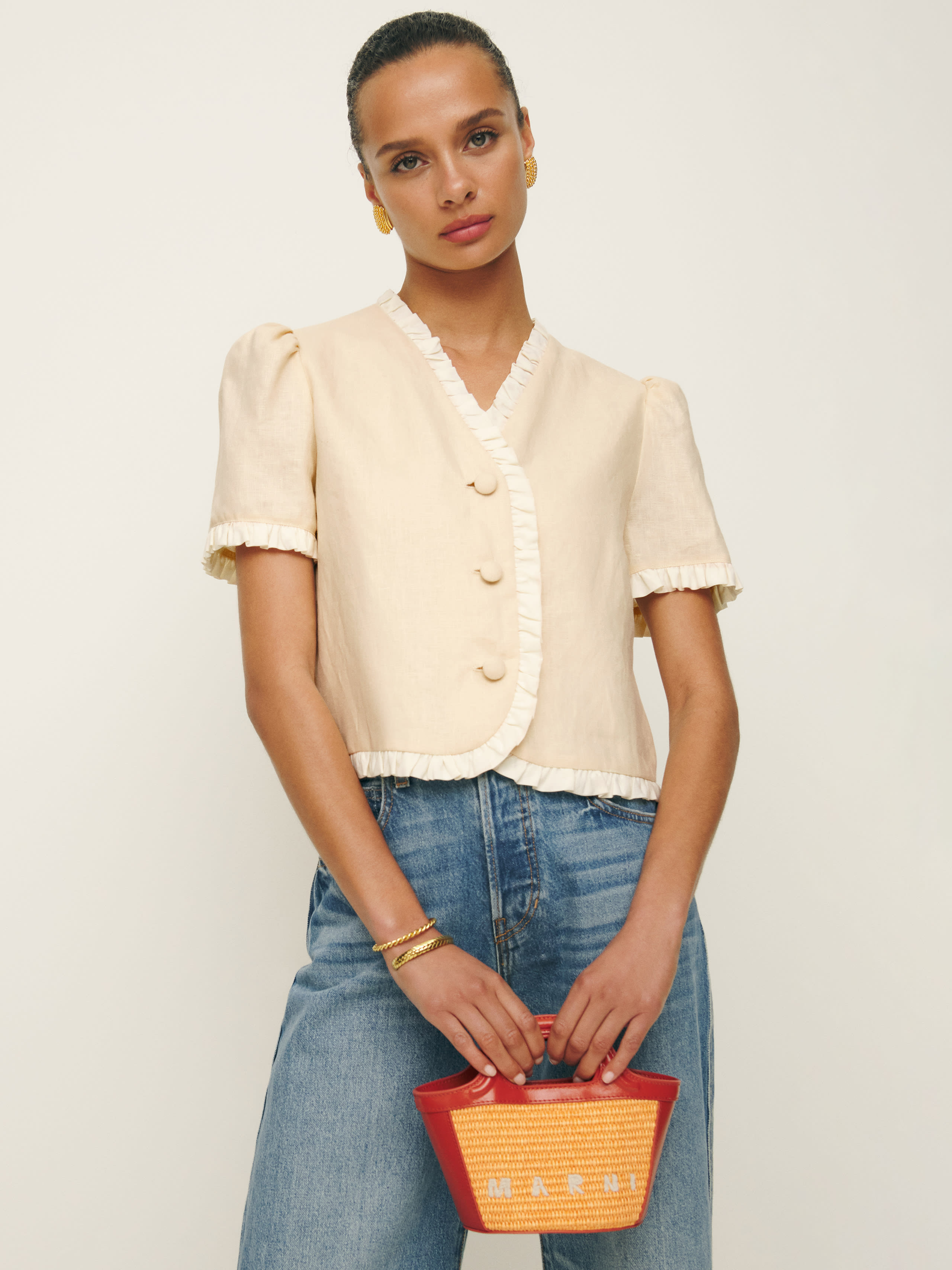 REFORMATION BESS LINEN TOP 