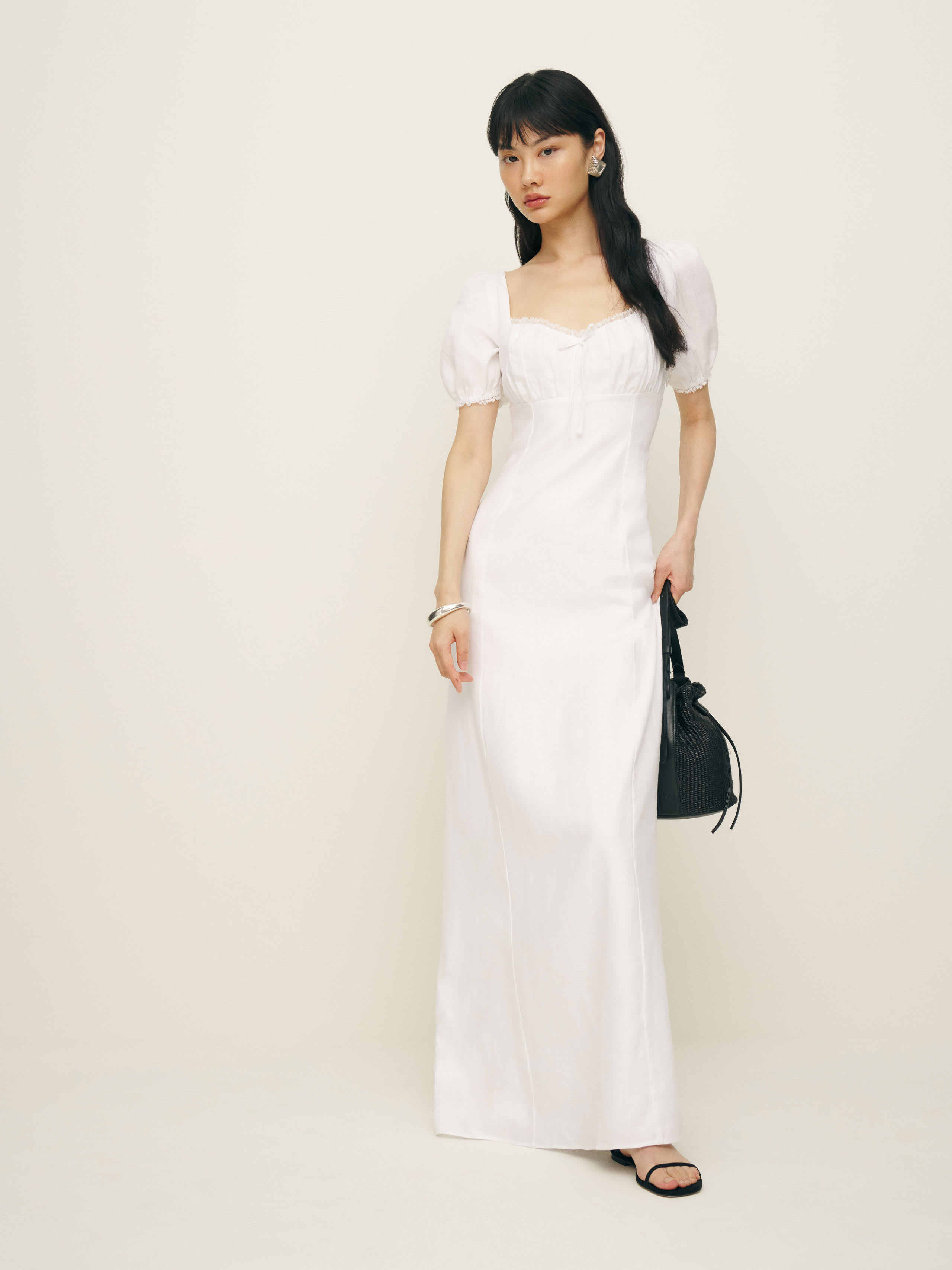Shop Reformation Cherise Linen Dress In White