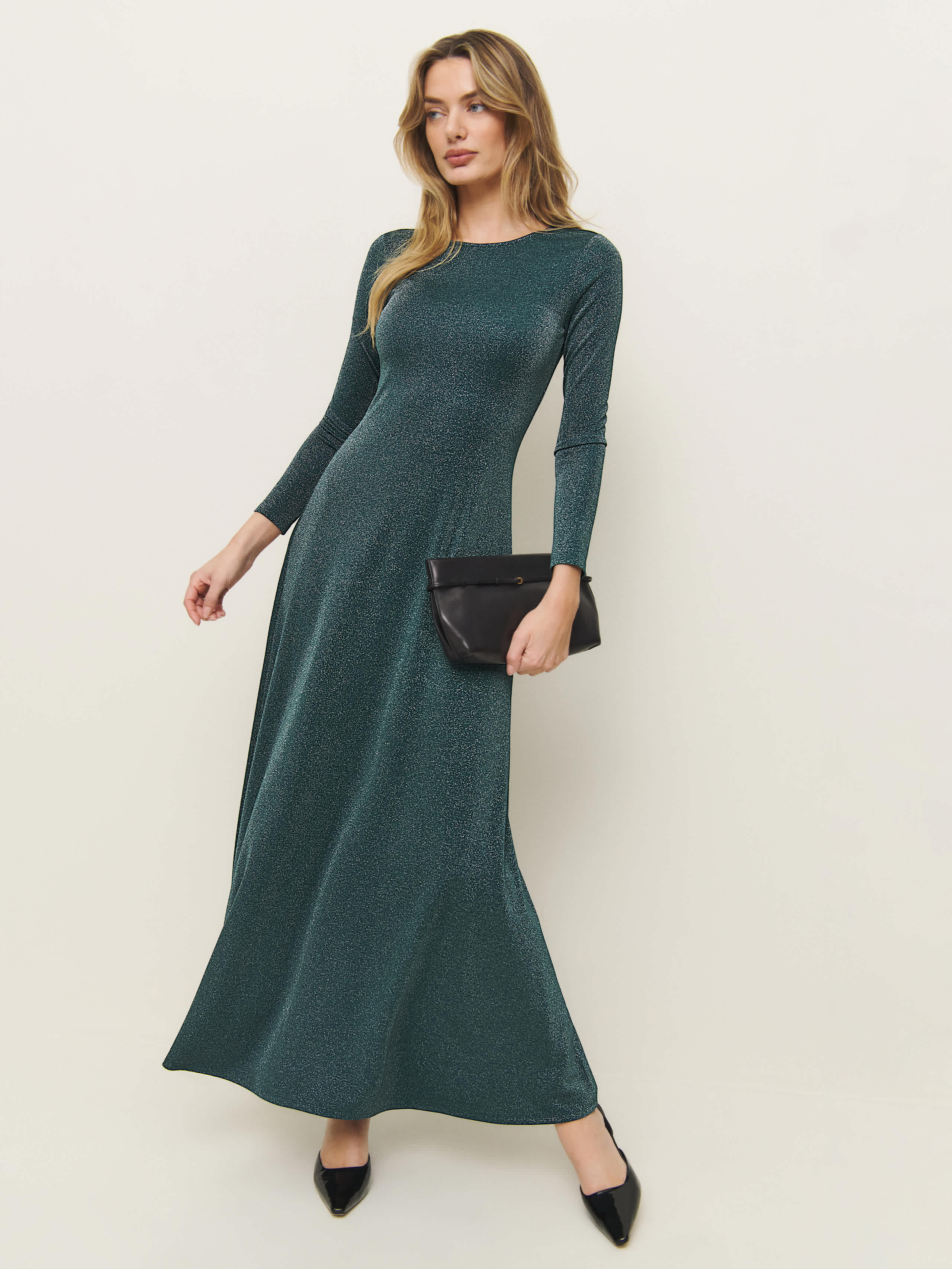 Reformation Kori Knit Dress In Mermaid Sparkle