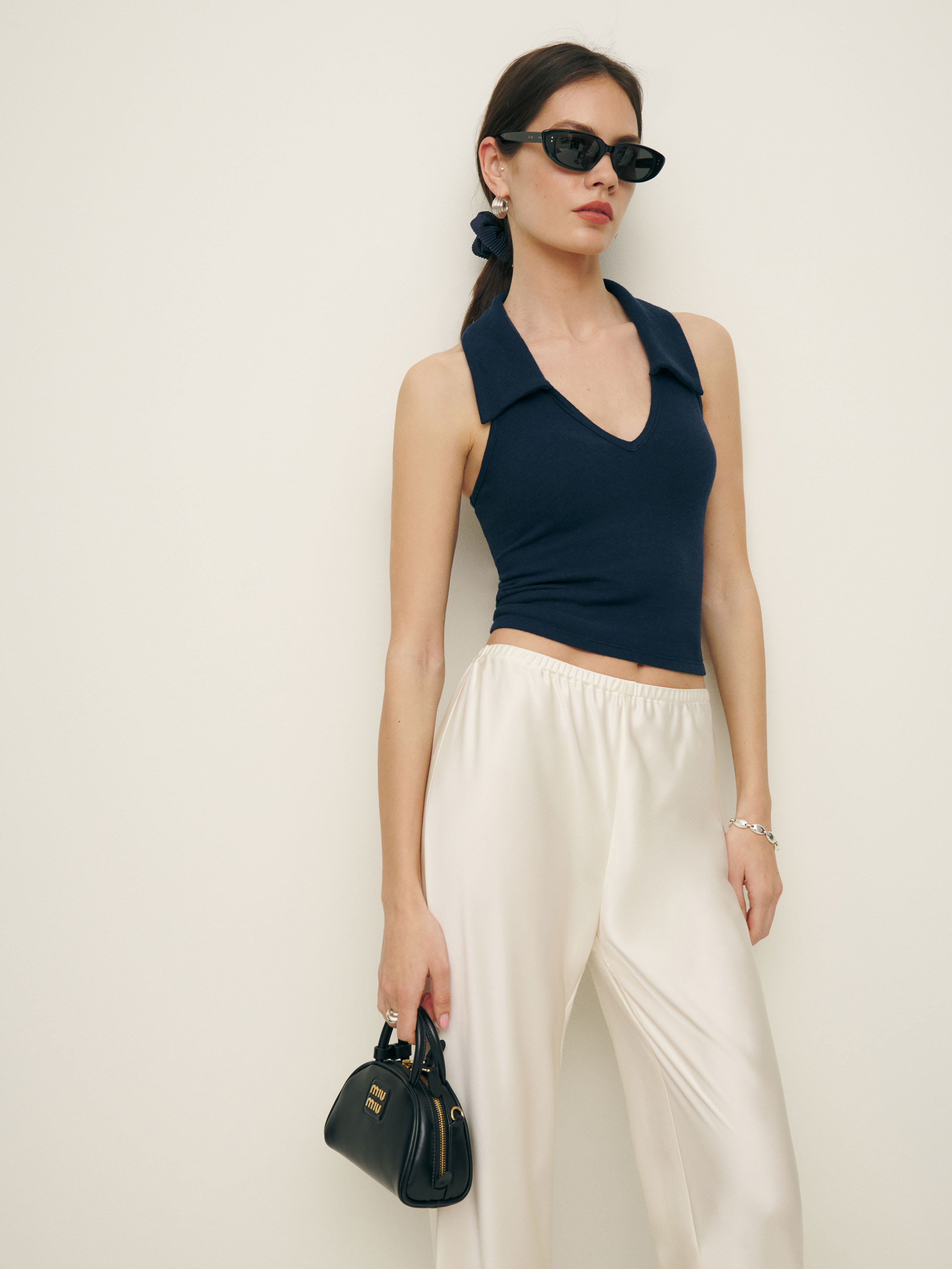 Reformation Austine Knit Top In Midnight