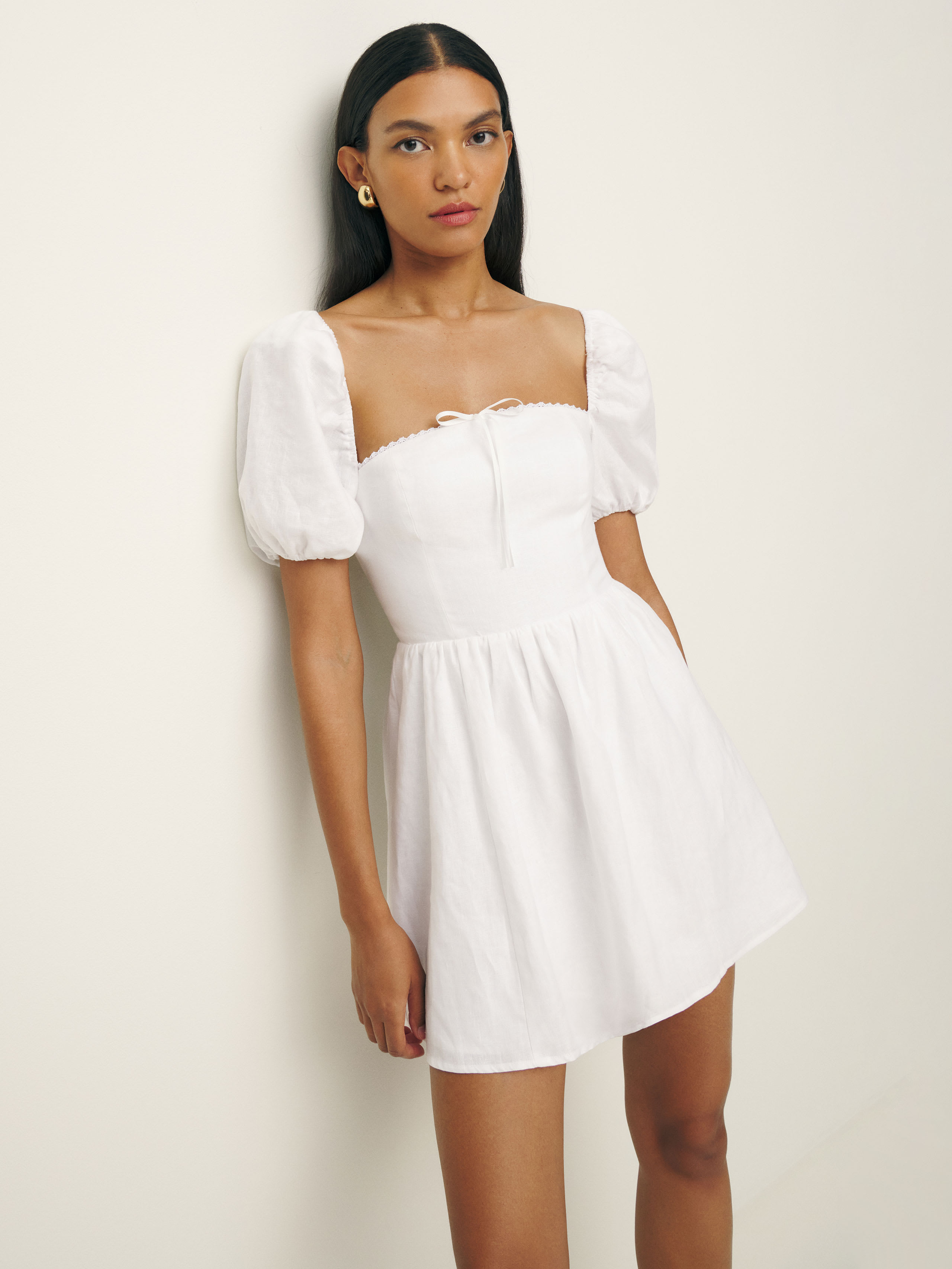 Shop Reformation Malvina Linen Dress In White
