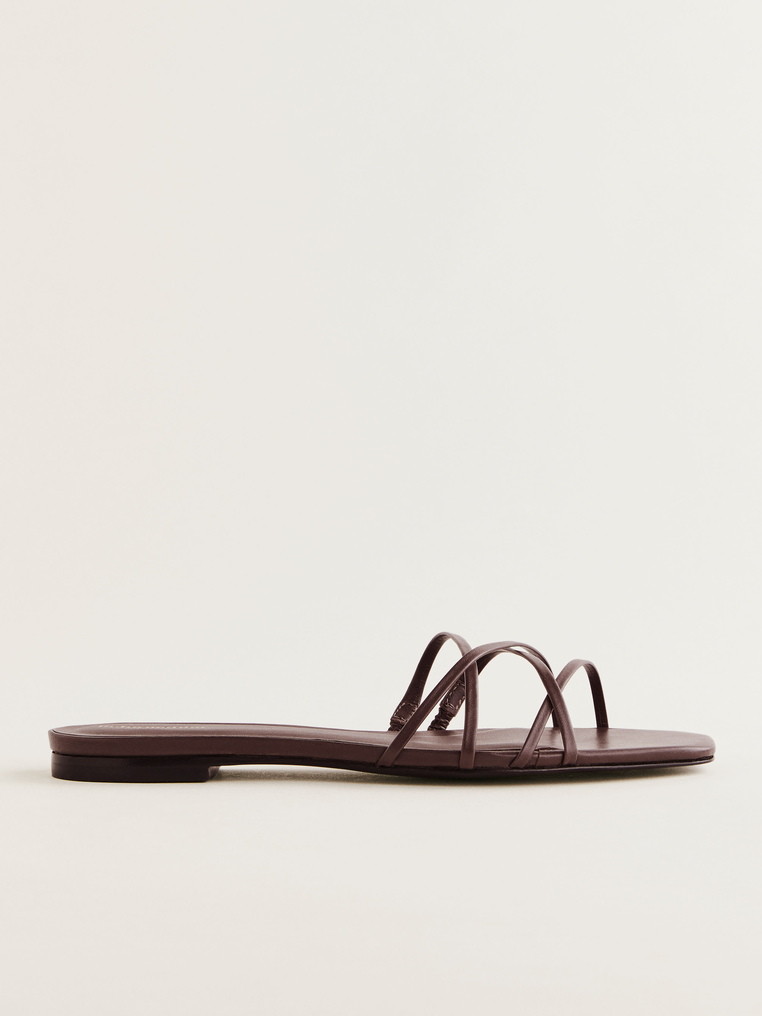 Shop Reformation Wagner Strappy Flat Sandal In Espresso Leather