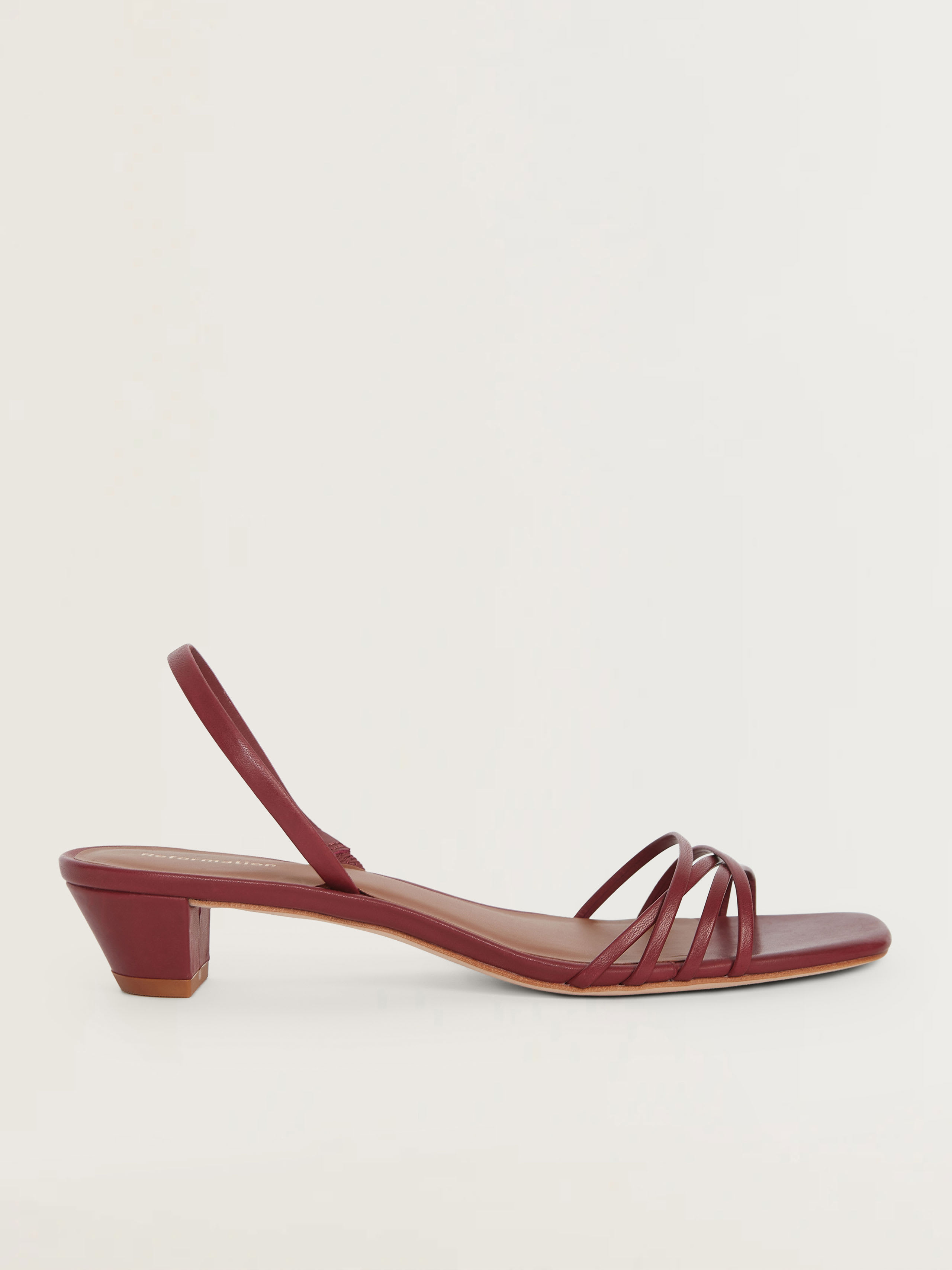 Shop Reformation Wiley Heeled Sandal In Brick Red Leather