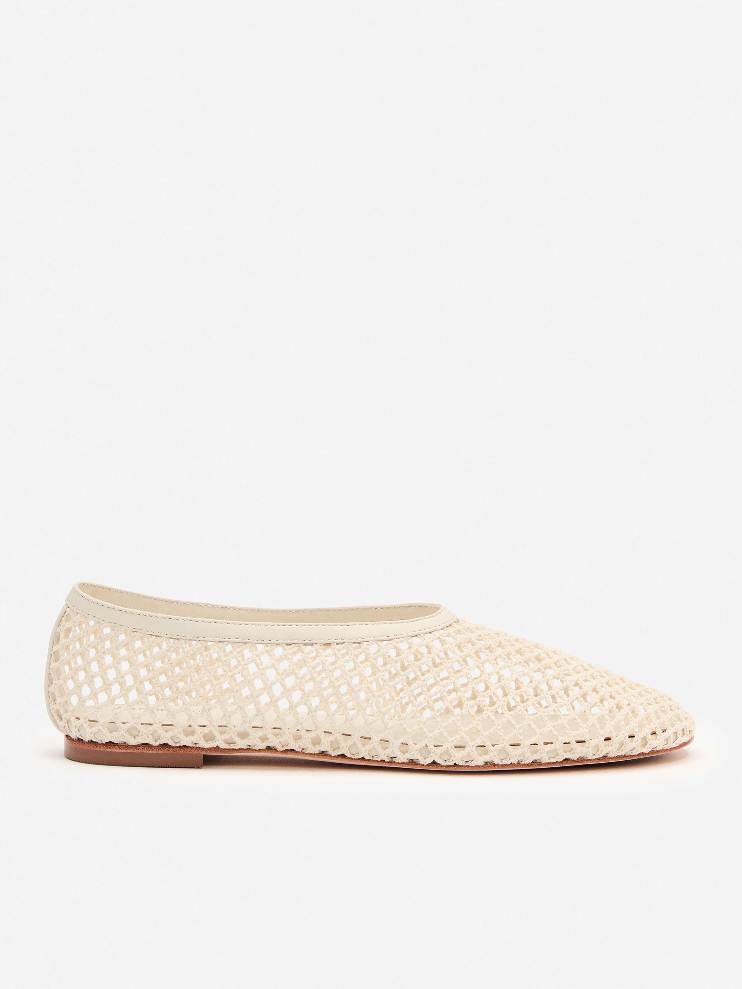 Shop Reformation Britt Ballet Flat In Ivory Crochet