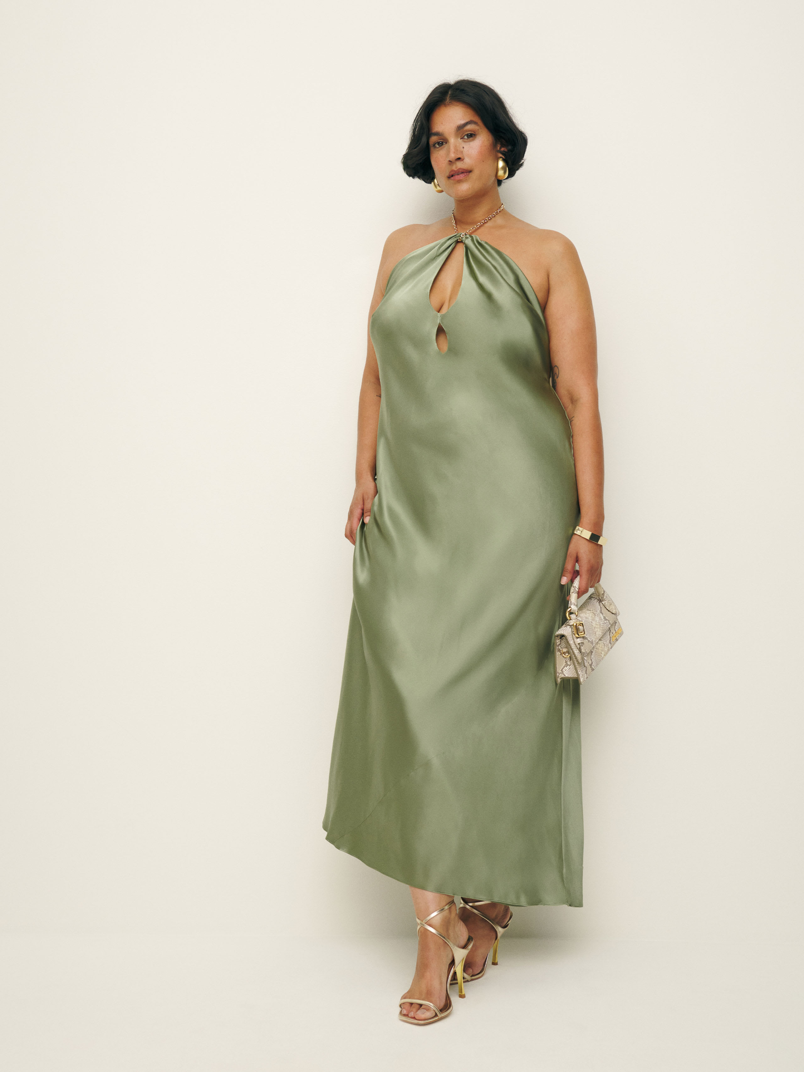 Reformation Yesenia Silk Dress Es In Green