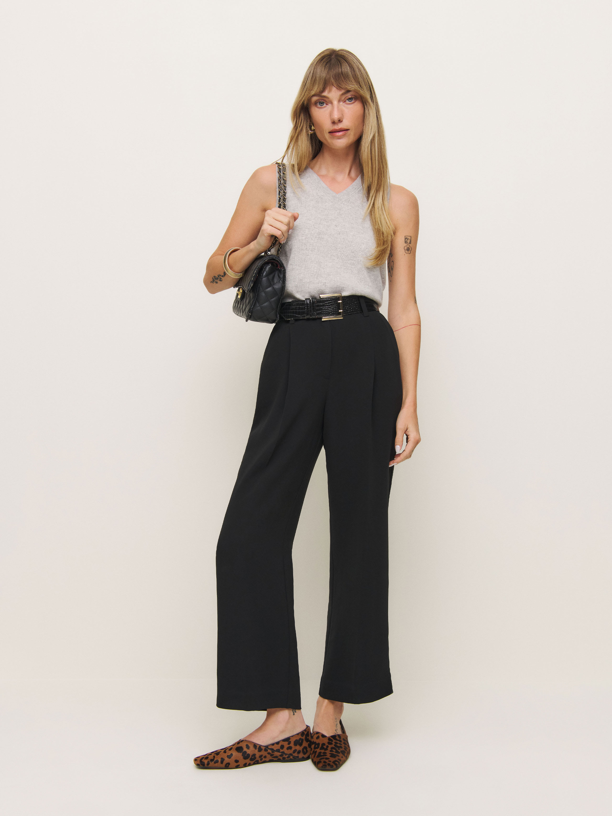 Reformation Alex Mid Rise Cropped Pant In Black