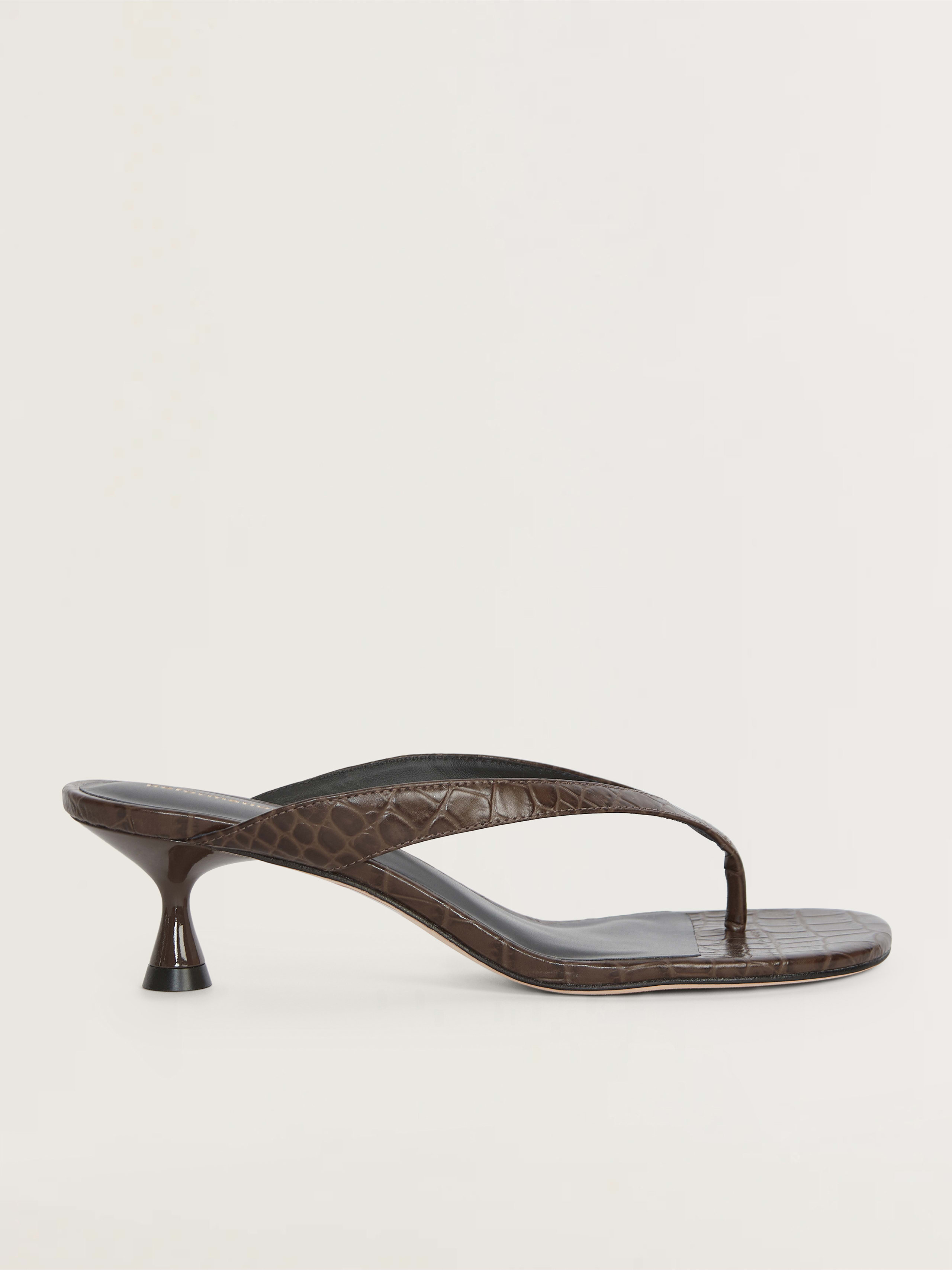 Shop Reformation Sophie Heeled Sandal In Brown Croc-effect
