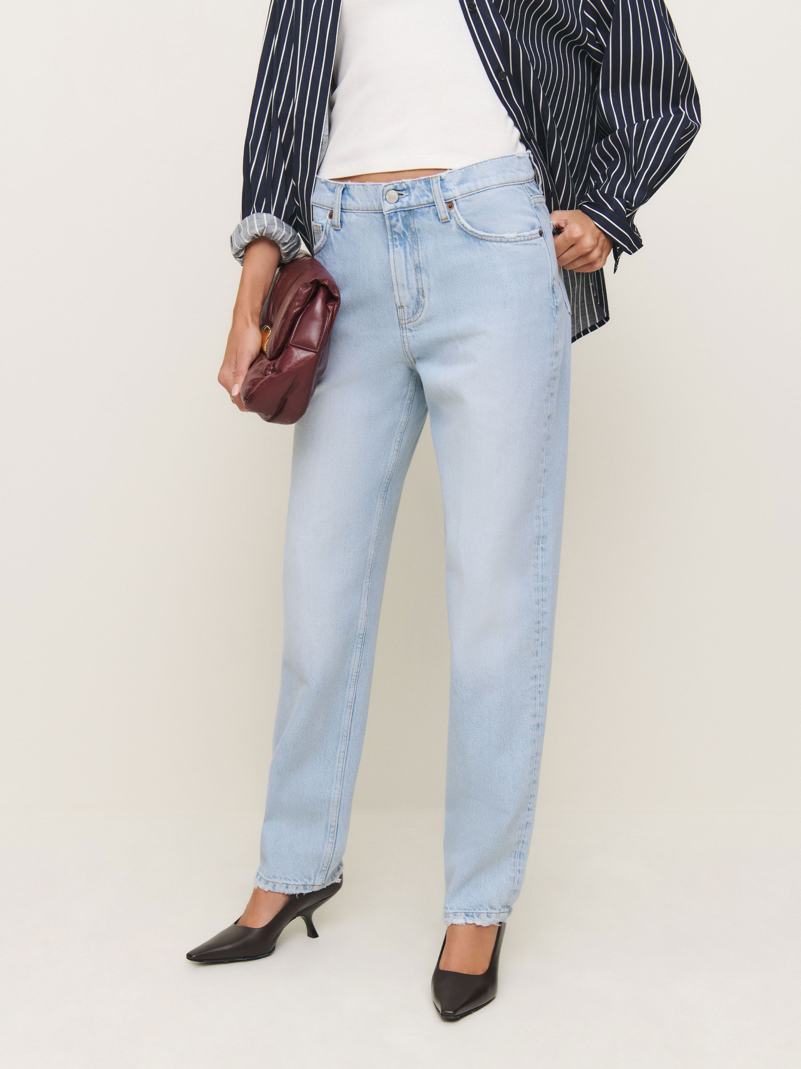 Reformation Bobbi Mid Rise Boyfriend Jeans In Nokomis