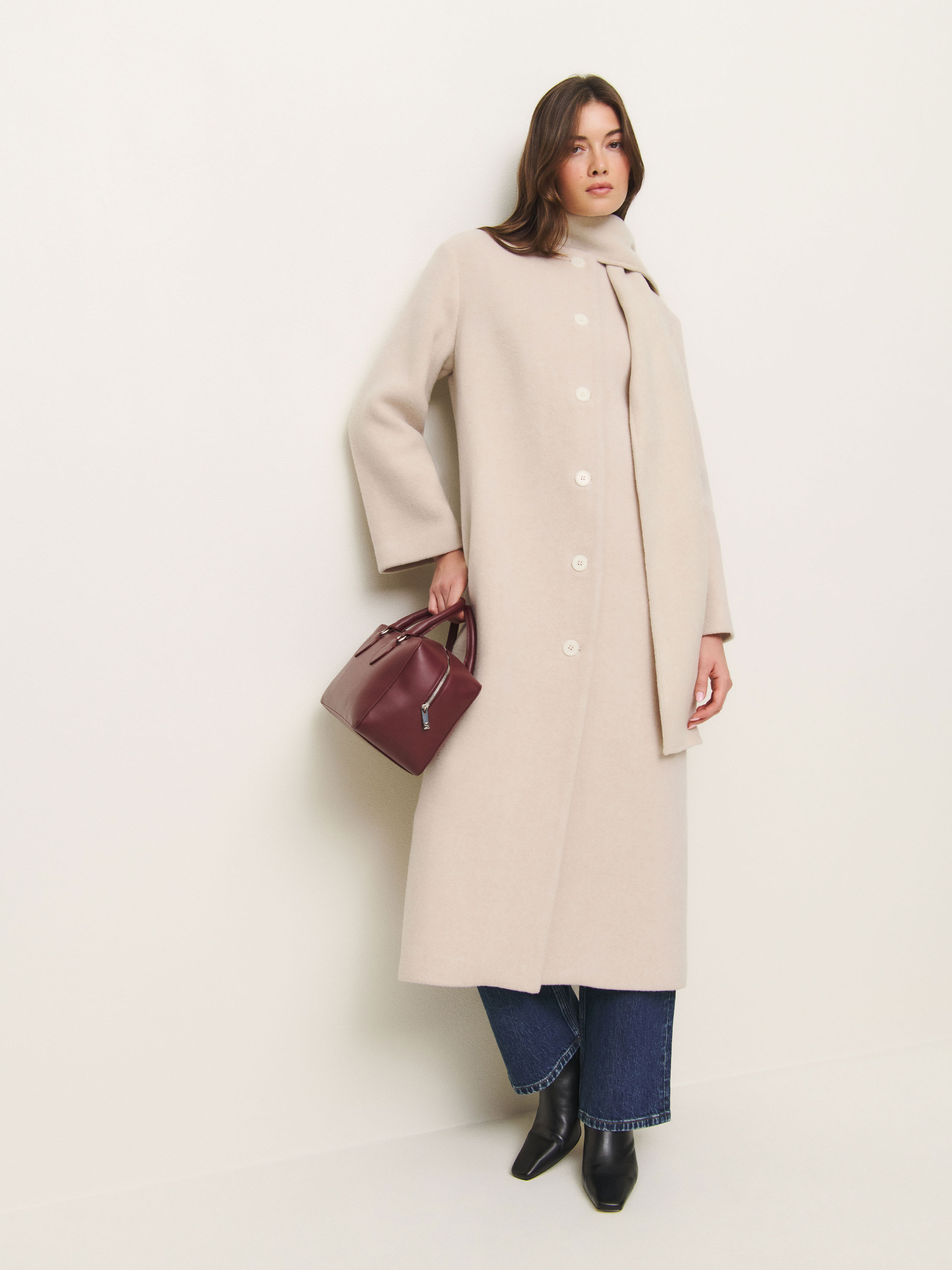 Reformation Asher Coat In Cream