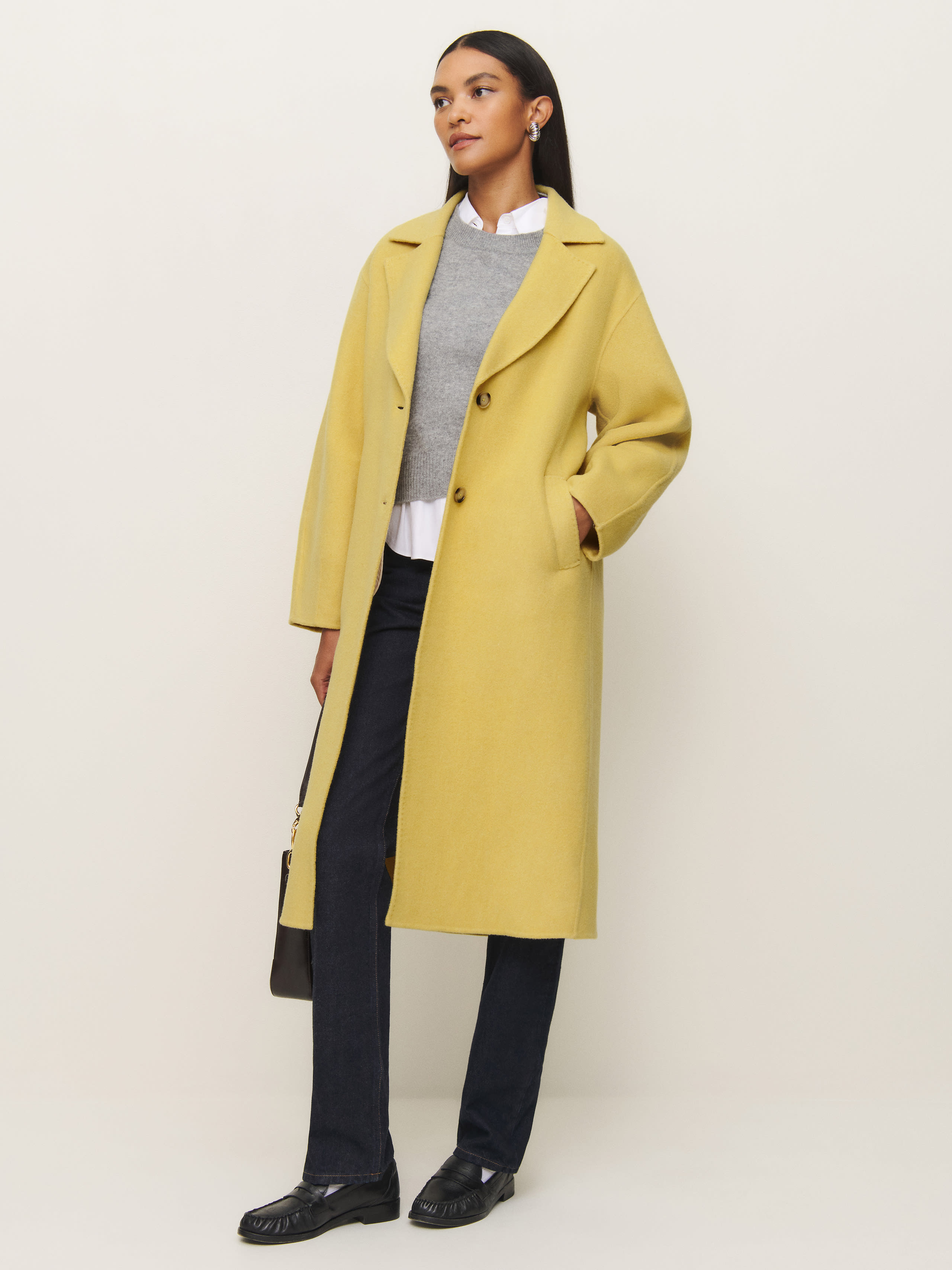 Reformation Wyatt Double-faced Coat In Semolina