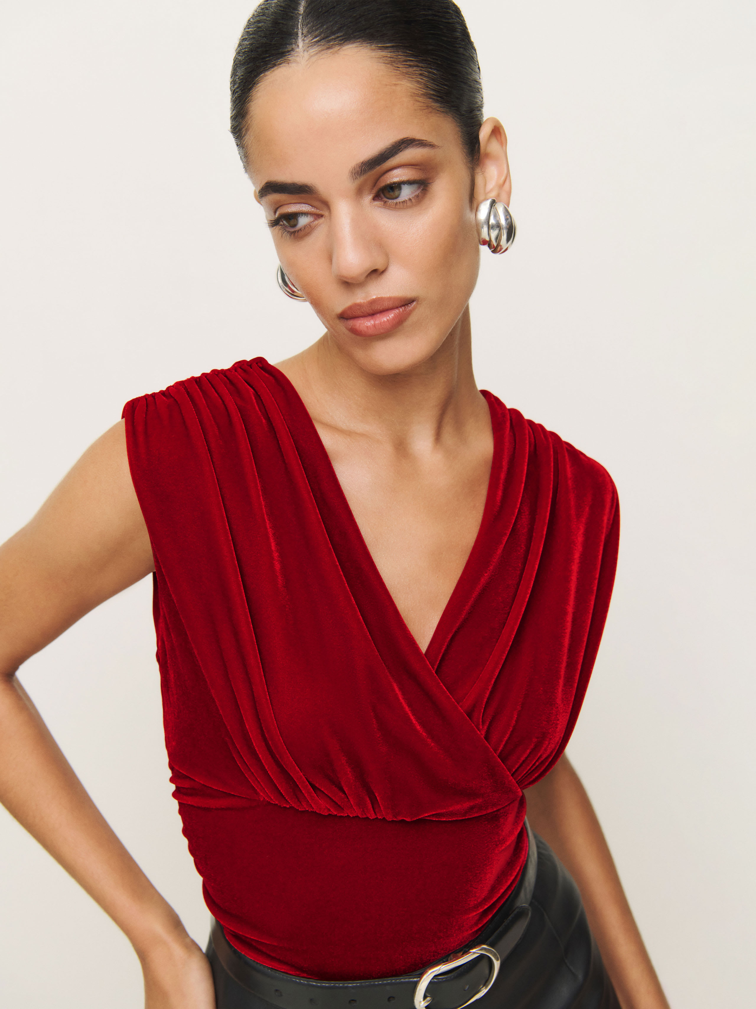 Reformation Amelia Knit Top In Red Velvet