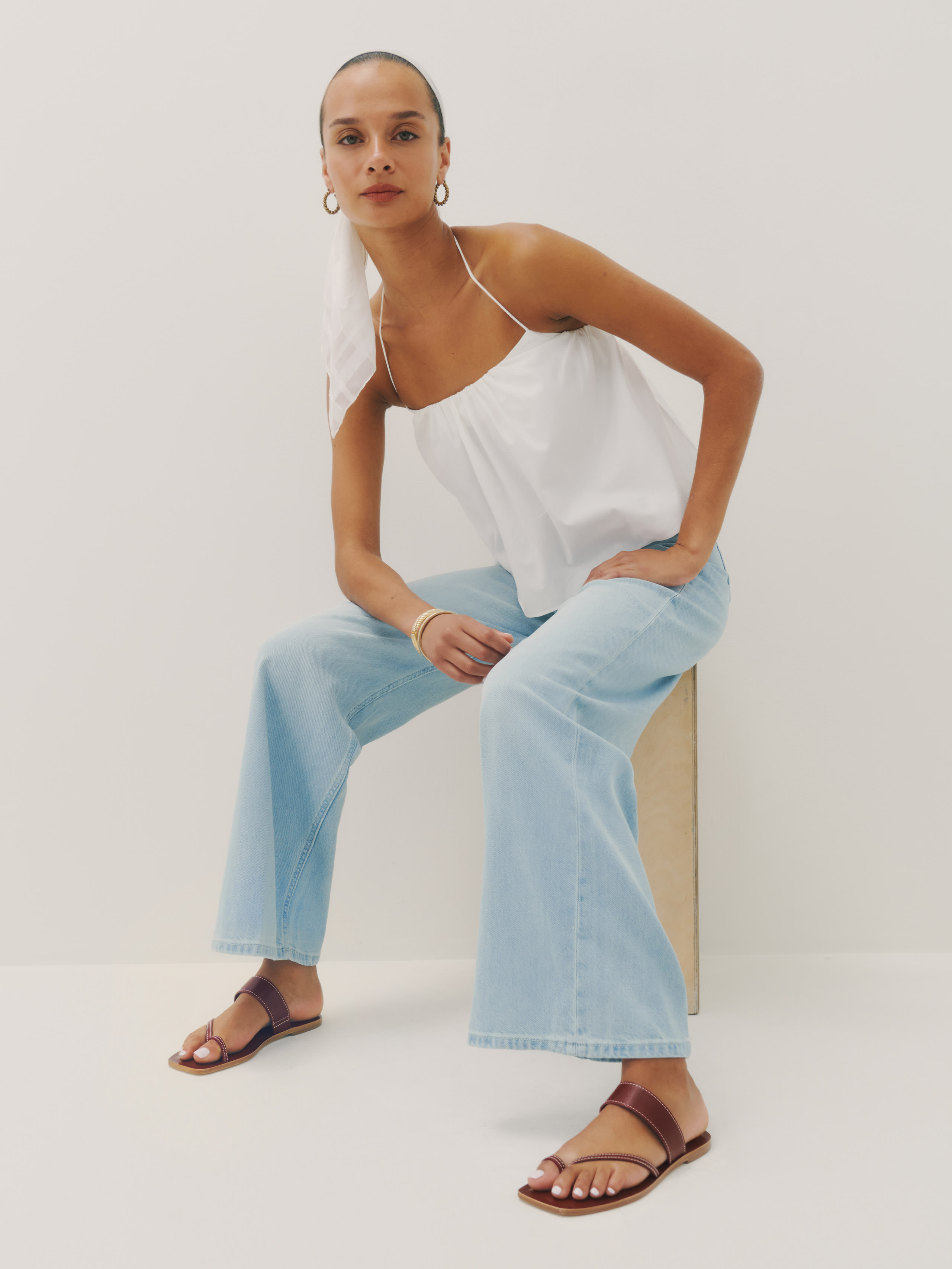 Reformation Sawyer Flat Sandal In Ruby Leather