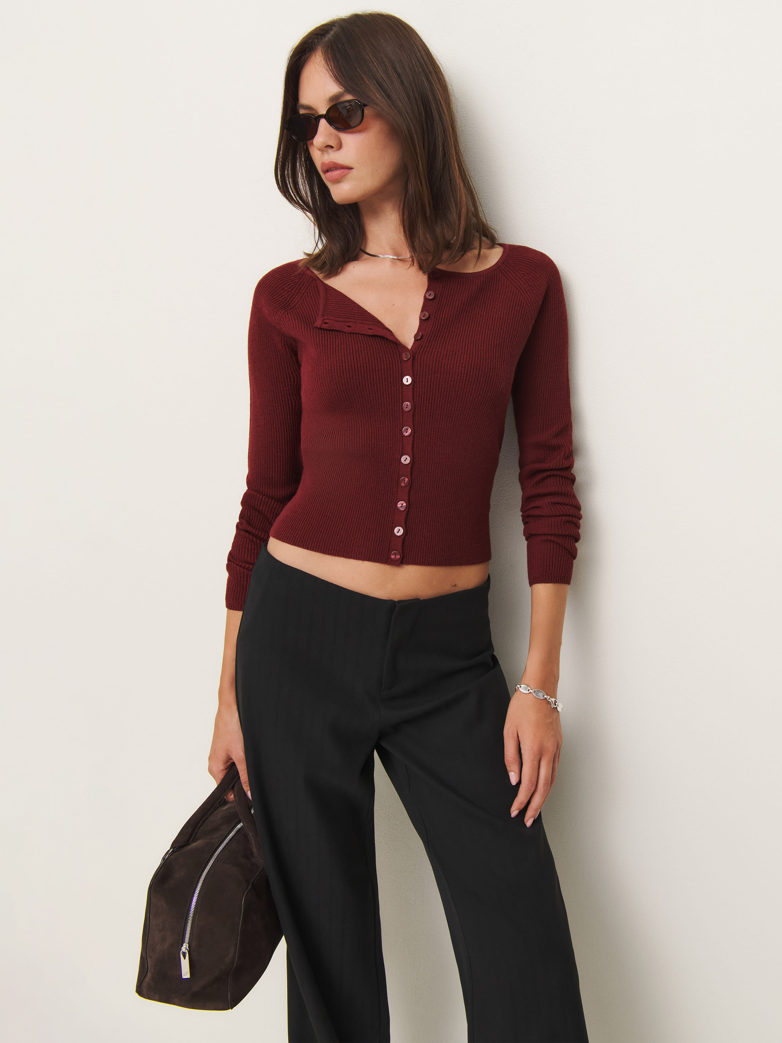 Reformation Meadow Regenerative Merino Cardigan In Chianti