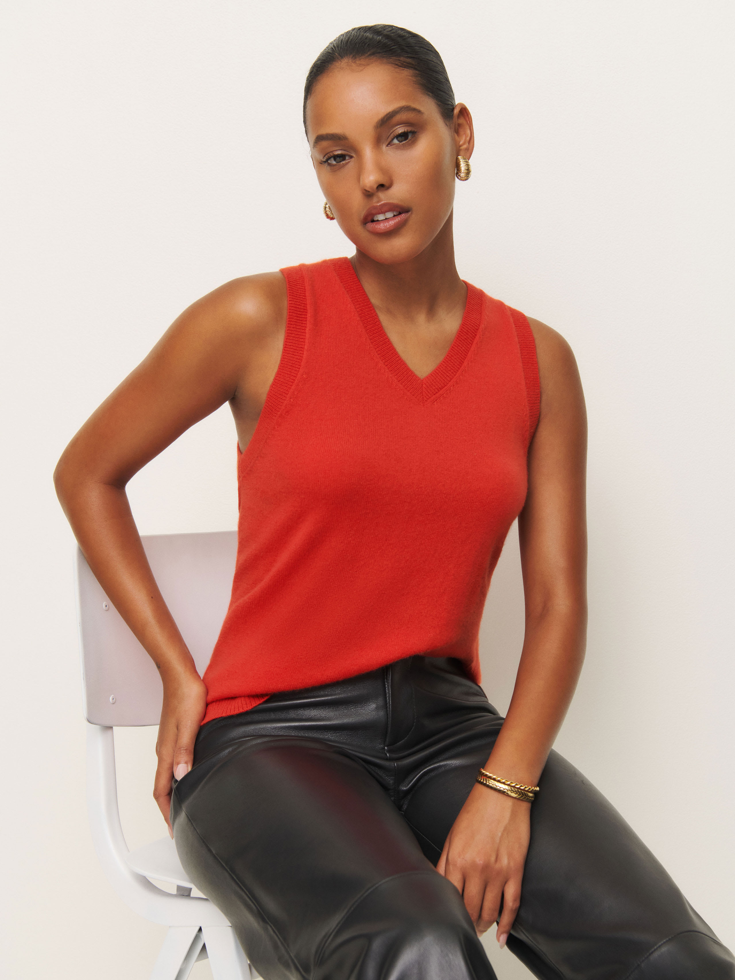 Reformation Reese Cashmere Tank In Paprika