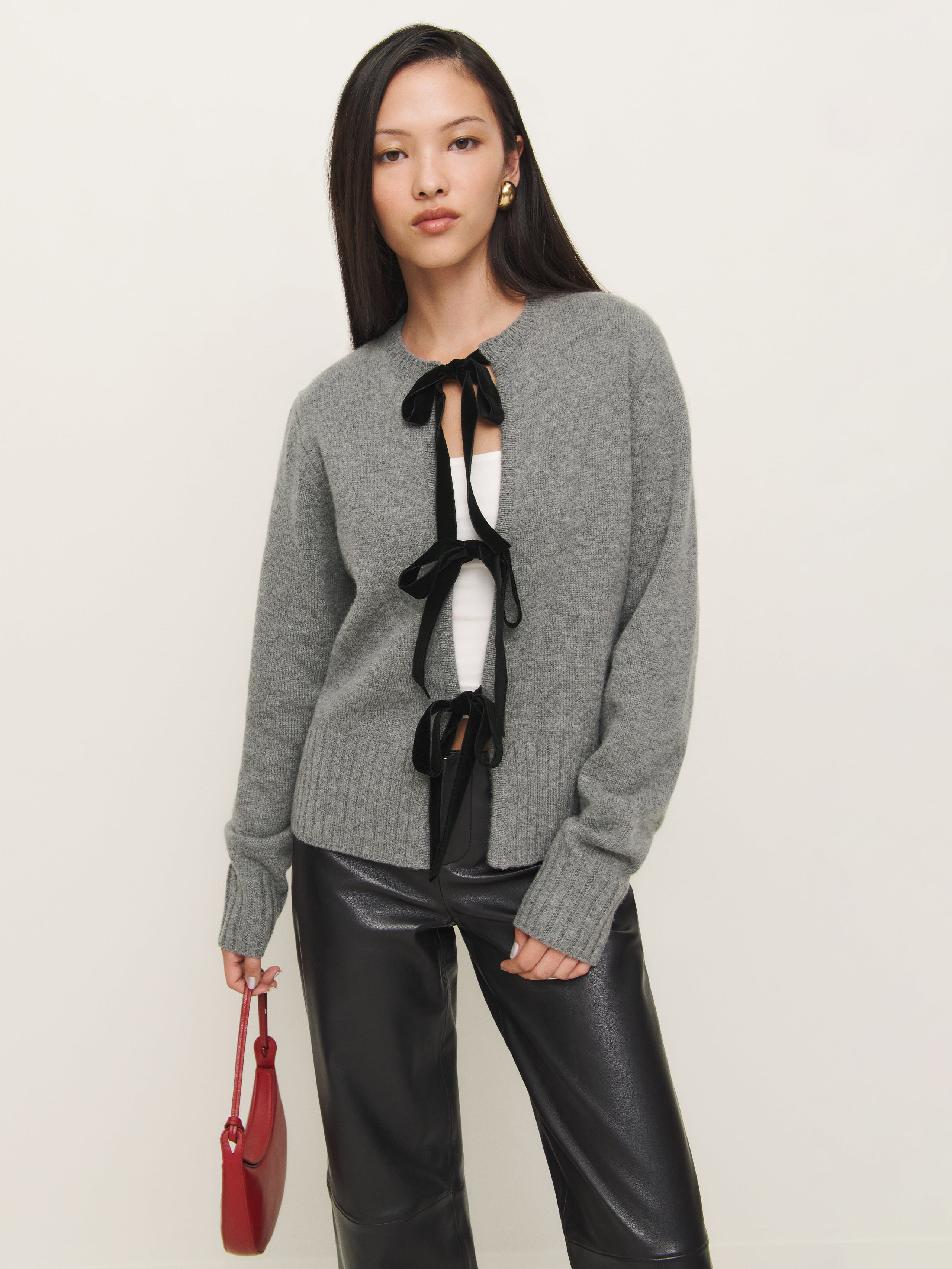 Shop Reformation Sierra Regenerative Wool Cardigan In Mid Grey