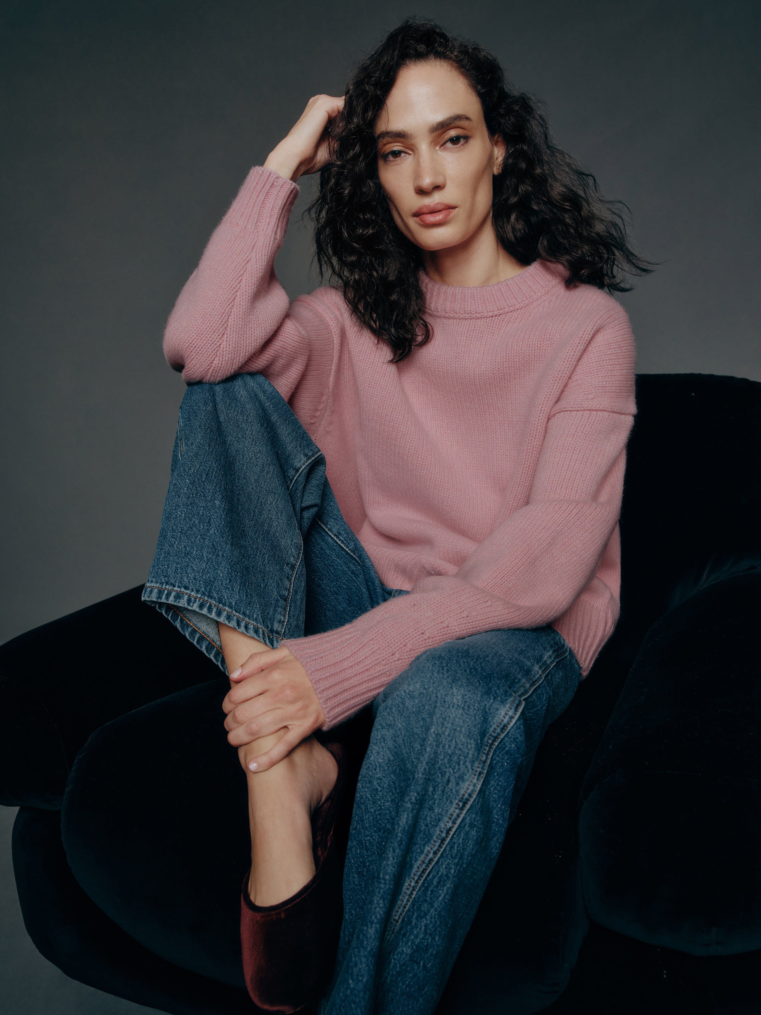 Reformation Gwen Oversized Regenerative Wool Sweater In Blush Pink