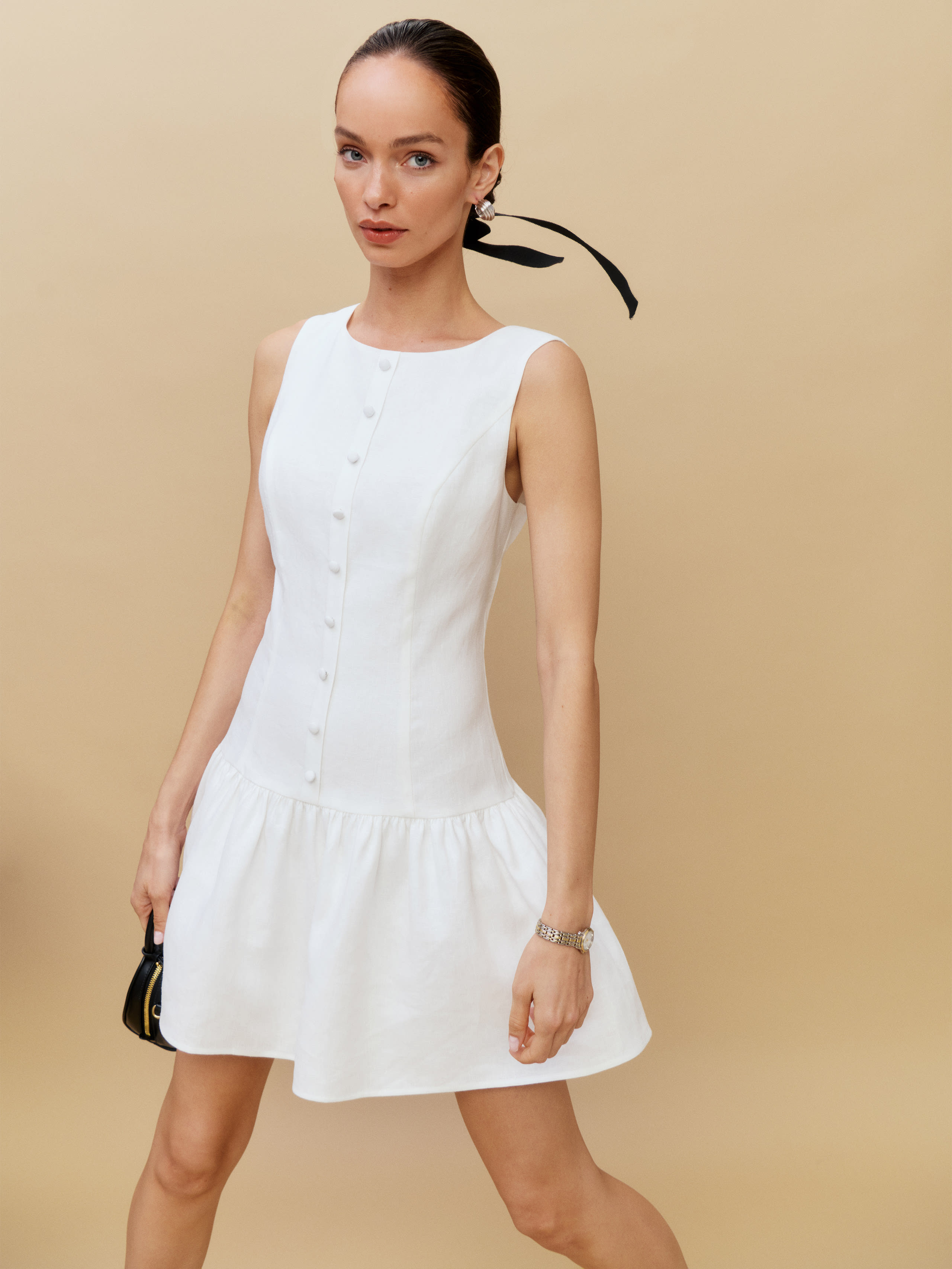 Shop Reformation Keoni Linen Dress In White