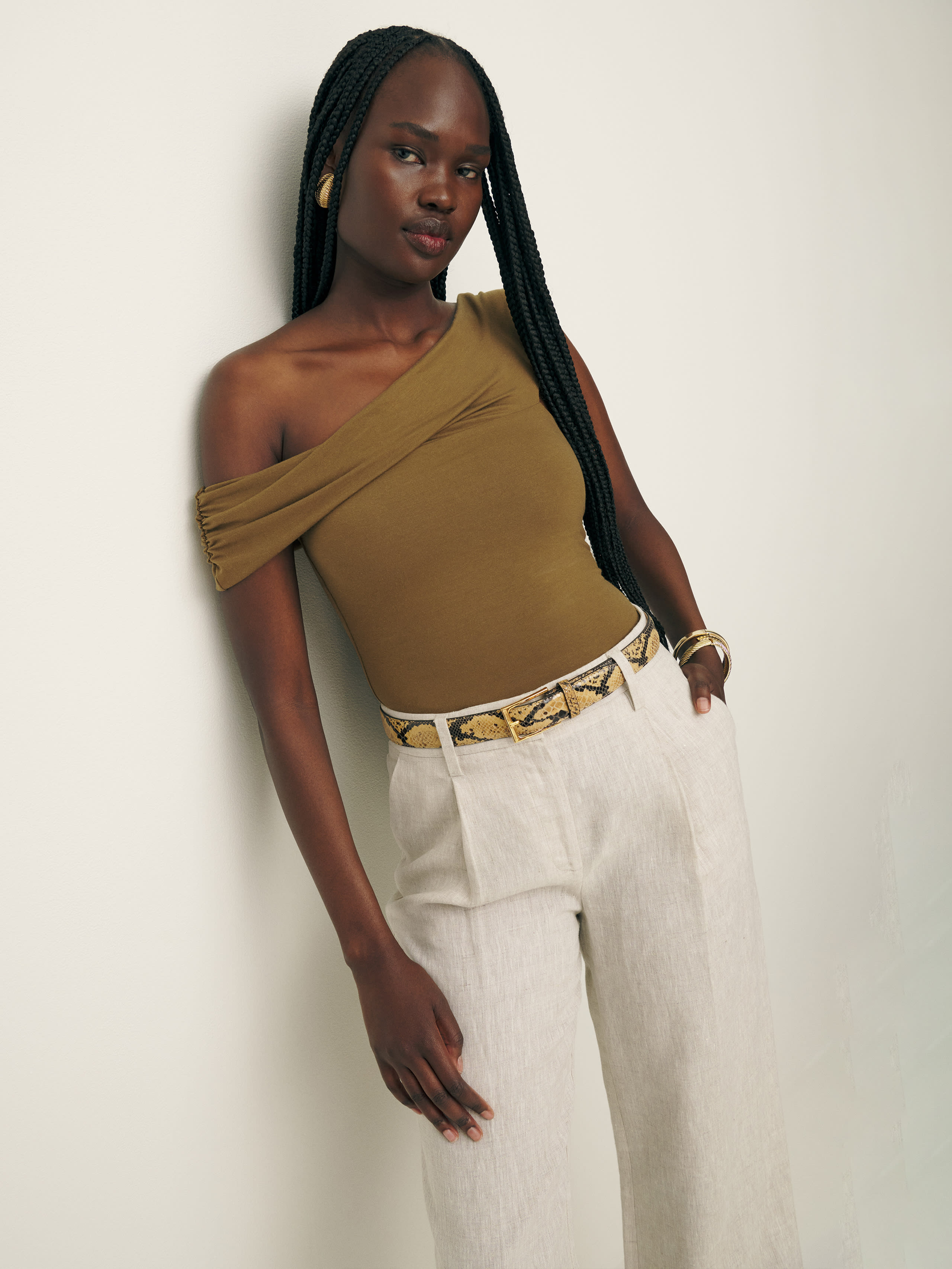 Reformation Eve Knit Top In Bronze