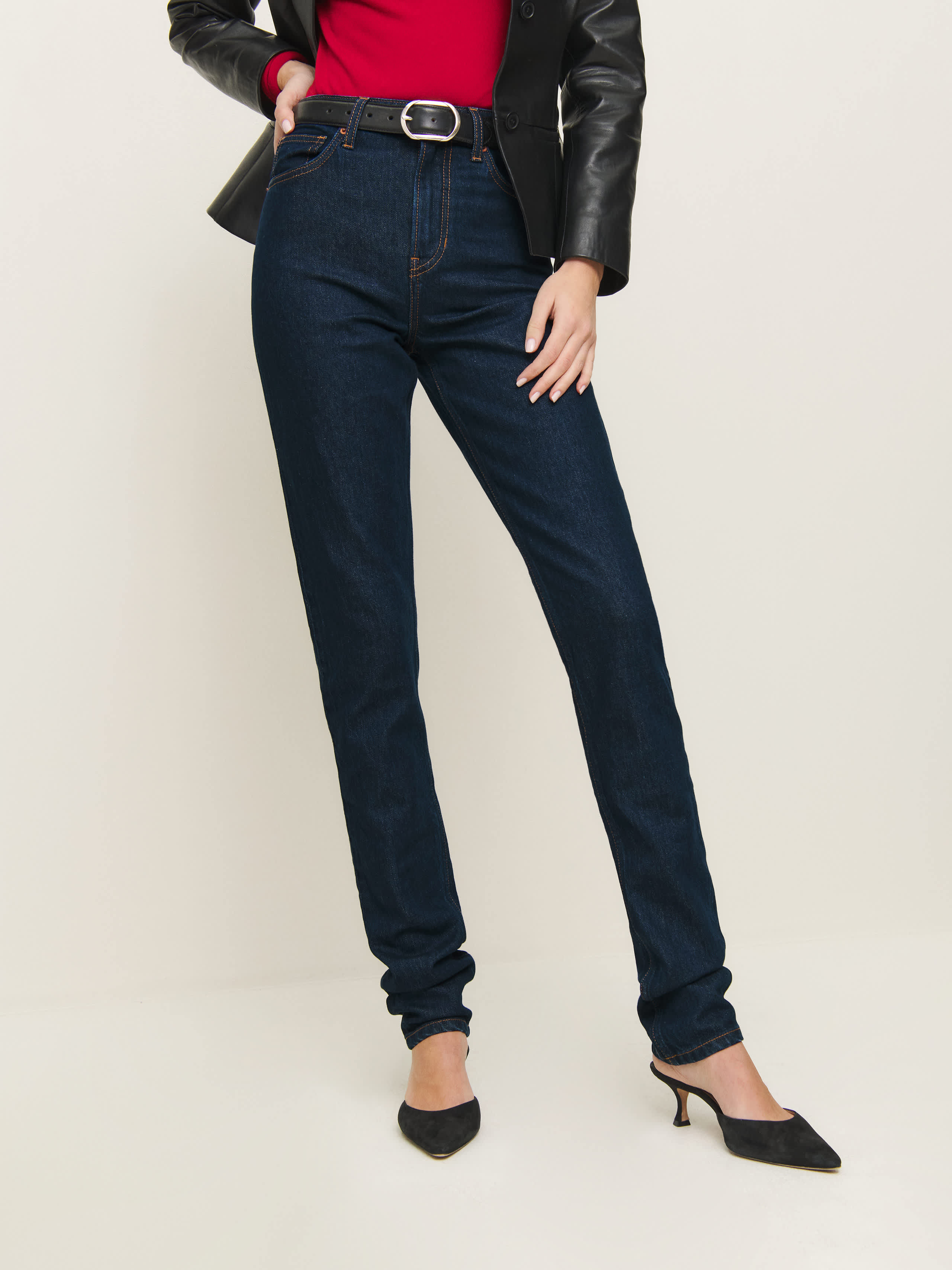 Reformation Etta Stretch High Rise Stacked Slim Jeans In Seneca