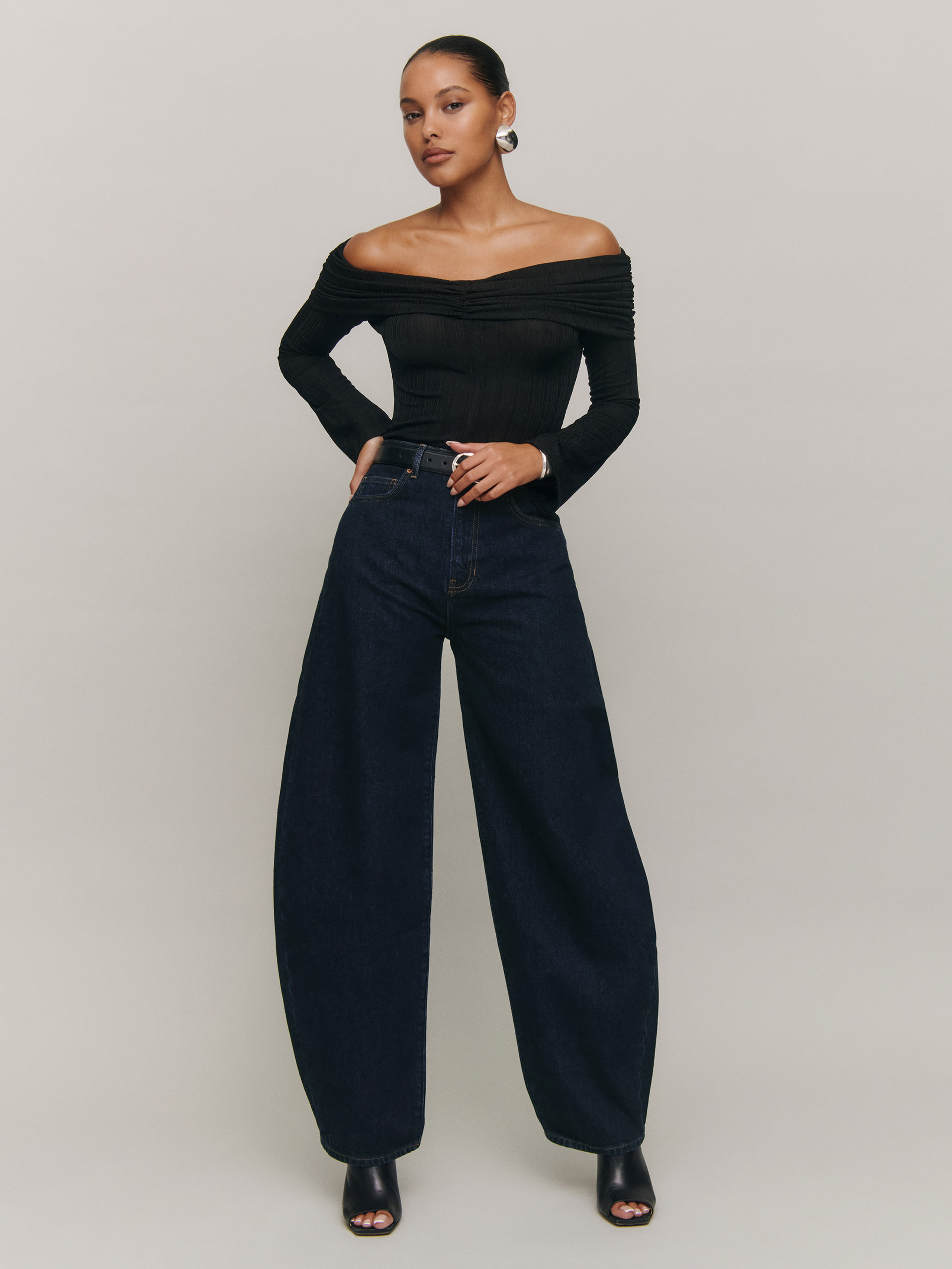 Reformation Ollie High Rise Barrel Jeans In Ondine