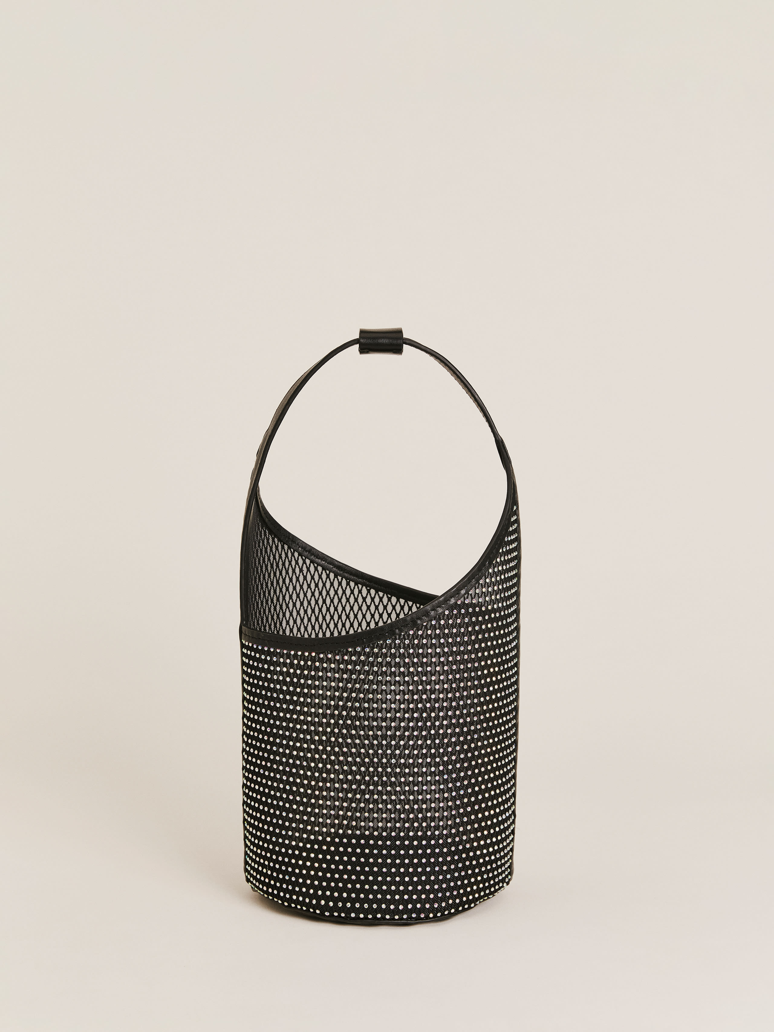 Reformation Small Mesh Silvana Bucket Bag In Black Sparkle Mesh
