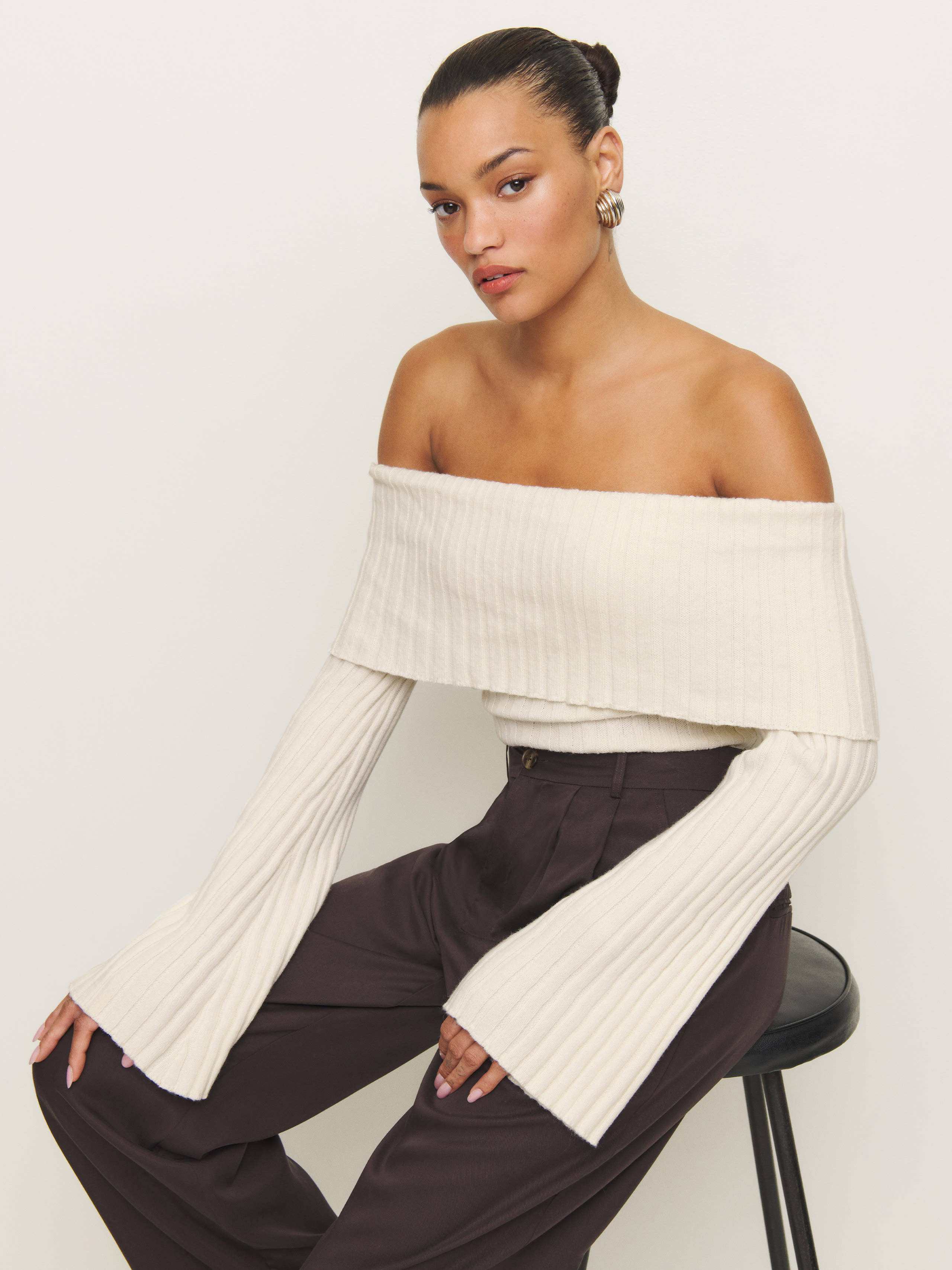 Reformation Lana Cashmere Blend Sweater In Gossamer