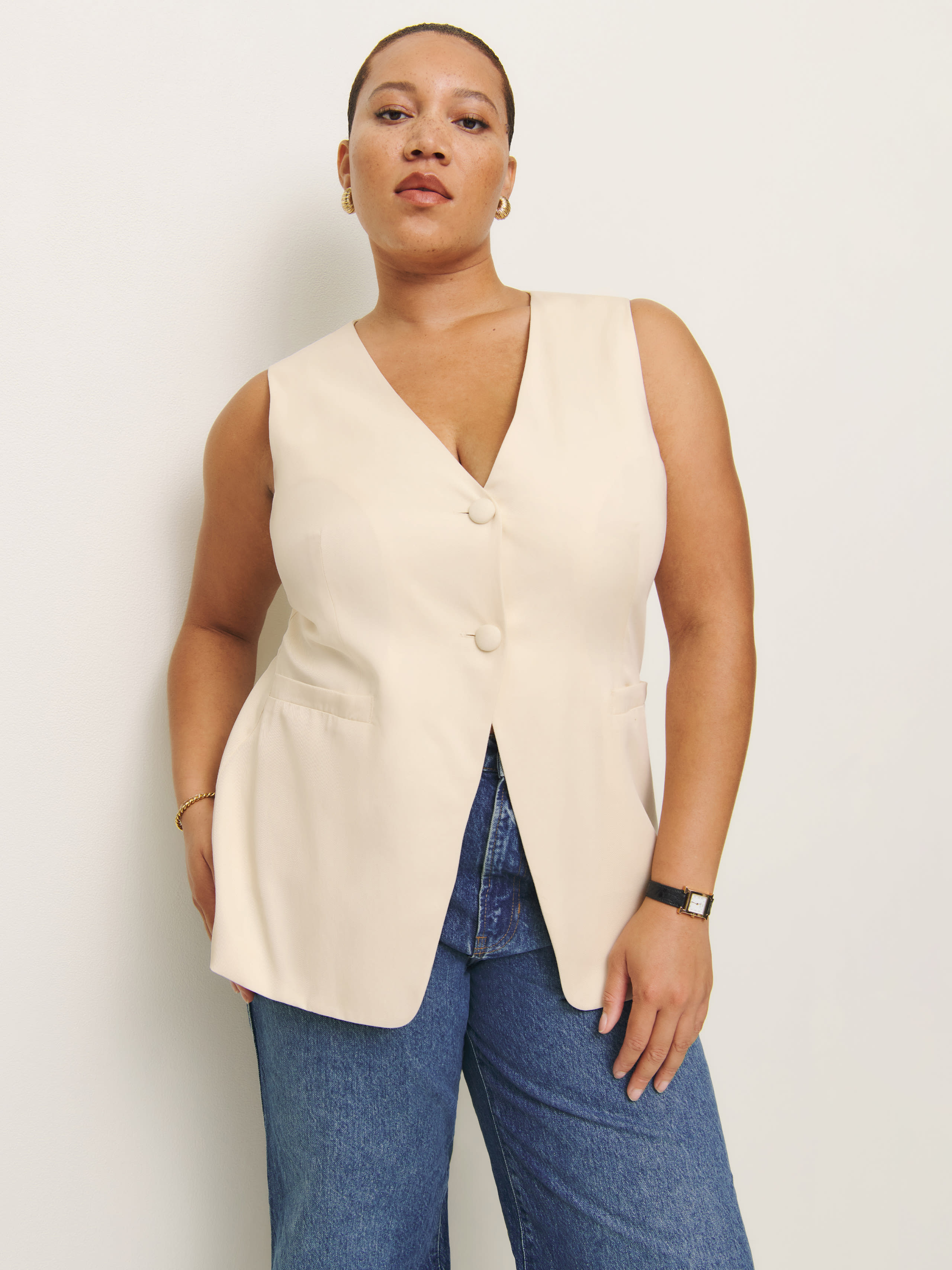 Reformation Casey Vest Es In Sugar