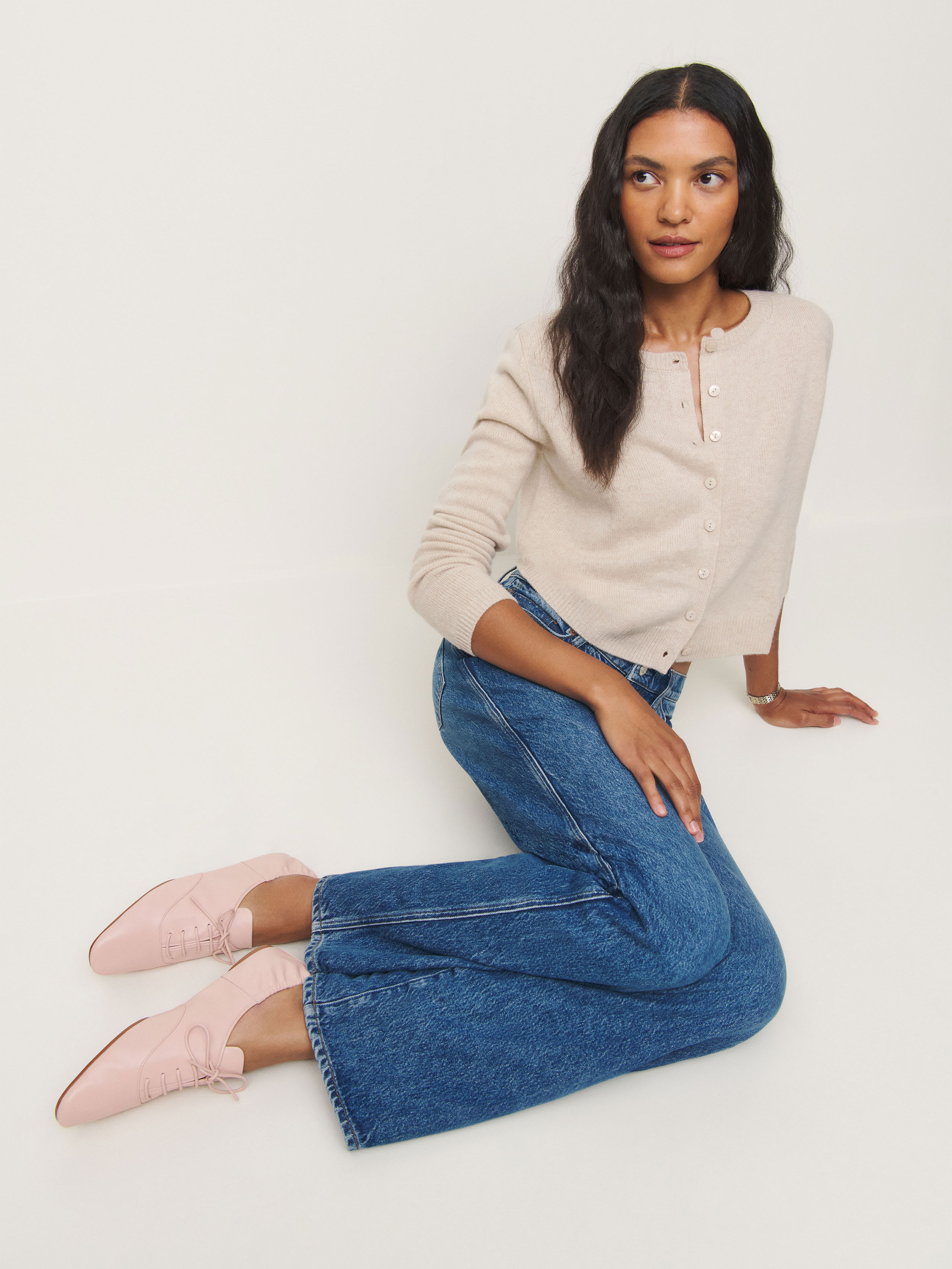 Reformation Marie Lace-up Oxford In Alabaster Leather