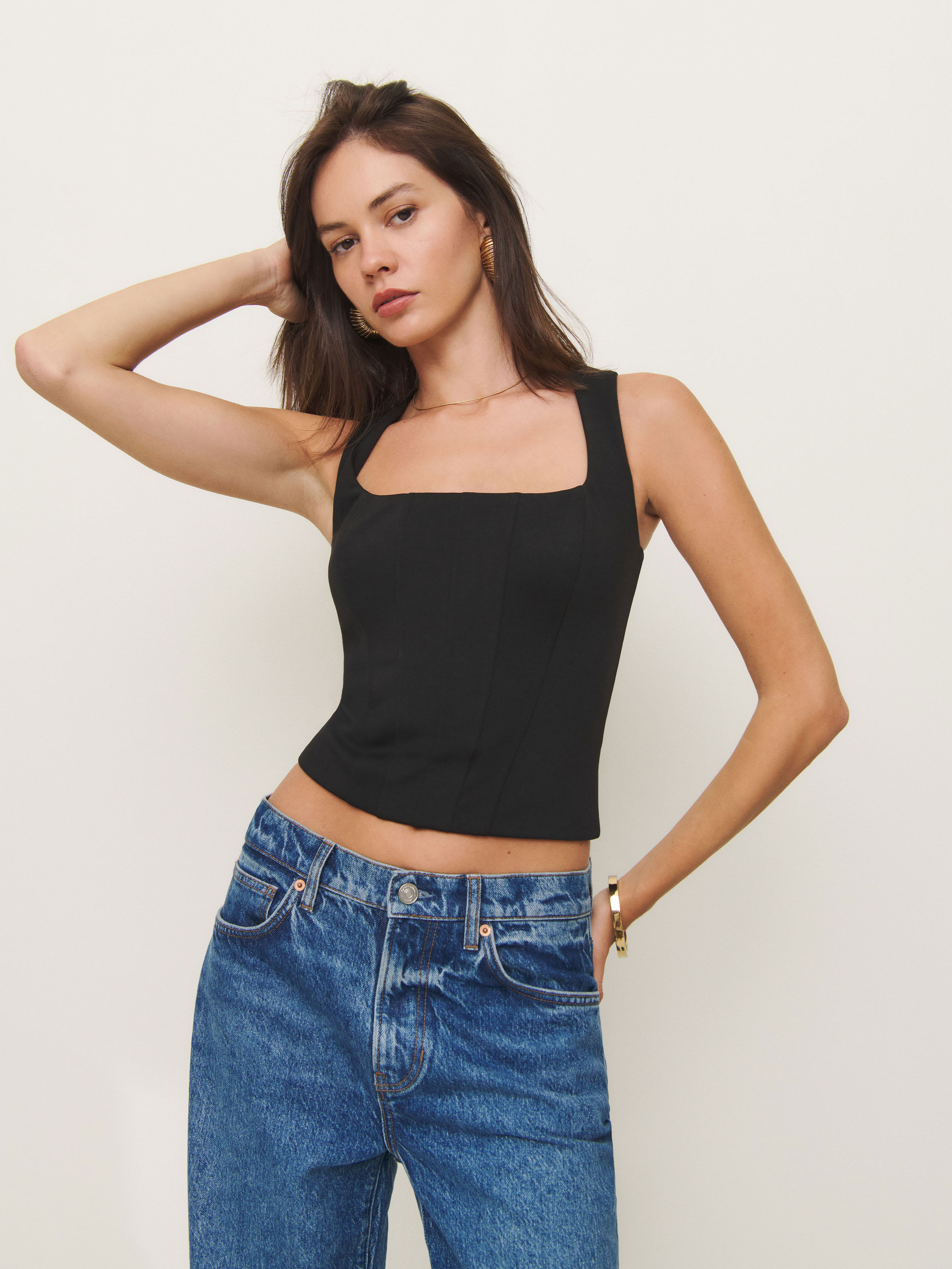 Reformation Julia Rib Knit Tank In Black