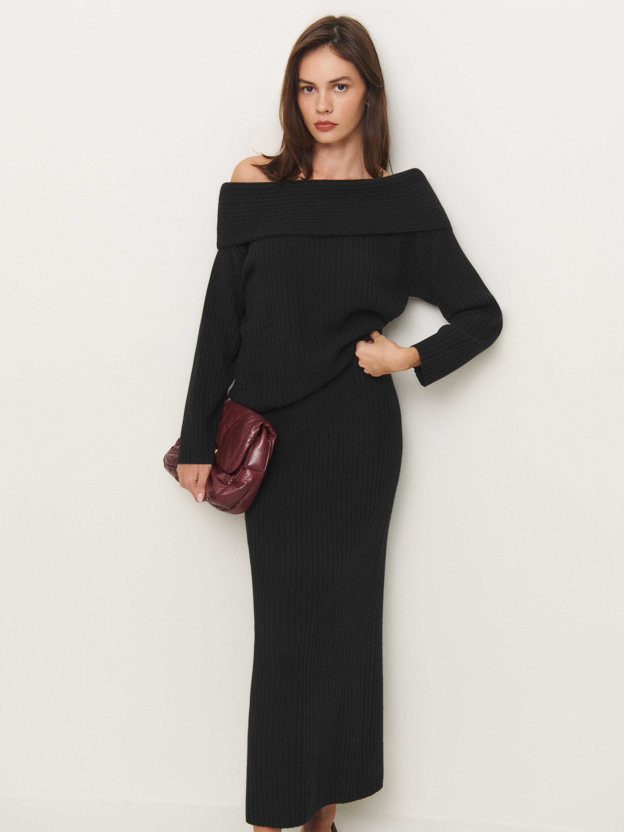 Reformation Amira Sweater Set In Black