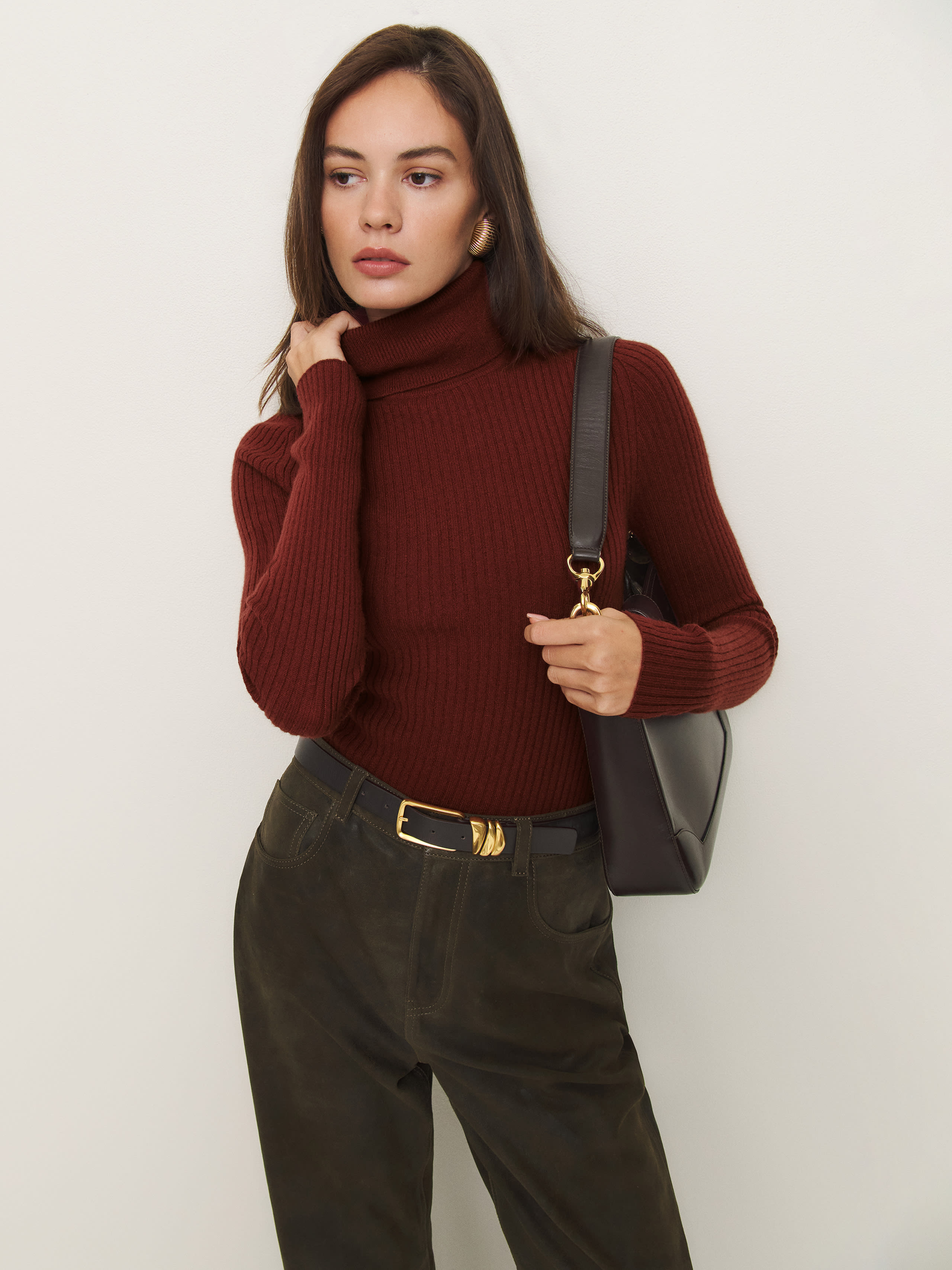 Shop Reformation Tink Cashmere Bodysuit In Chianti