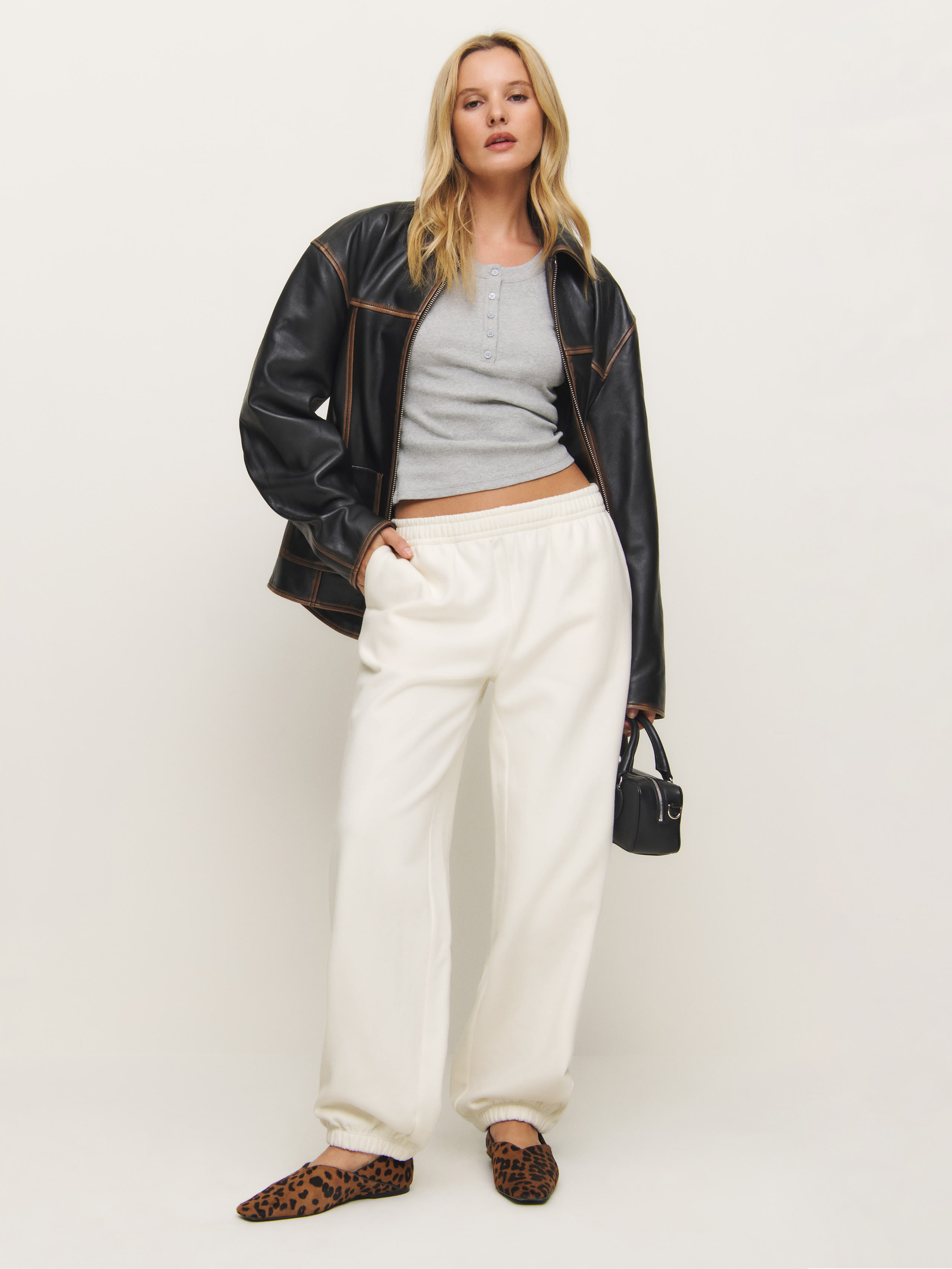 Shop Reformation Skye Boyfriend Sweatpant In Fior Di Latte